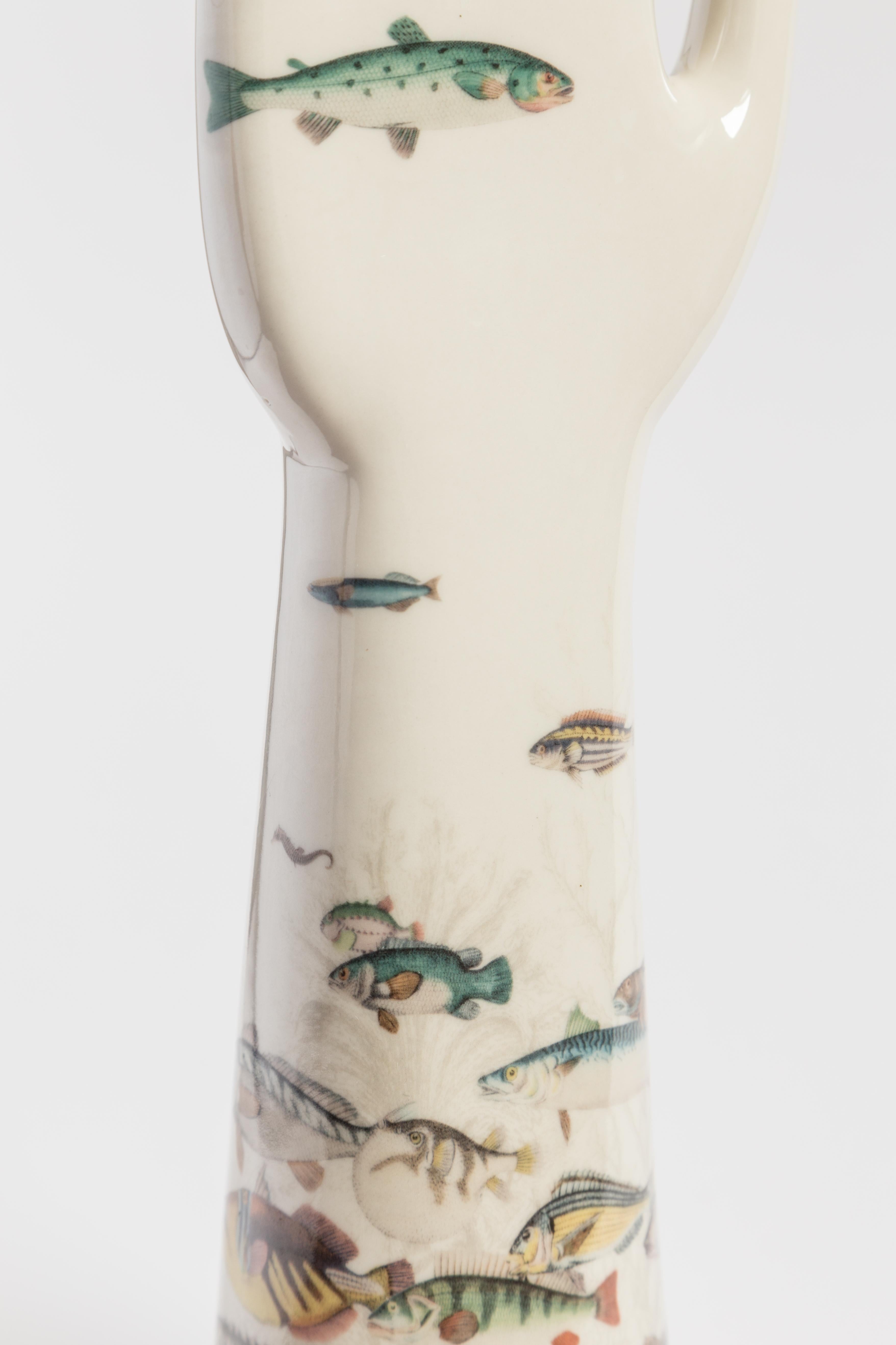 Italian Anatomica, Porcelain Hand with Submarine decoration by Vito Nesta For Sale