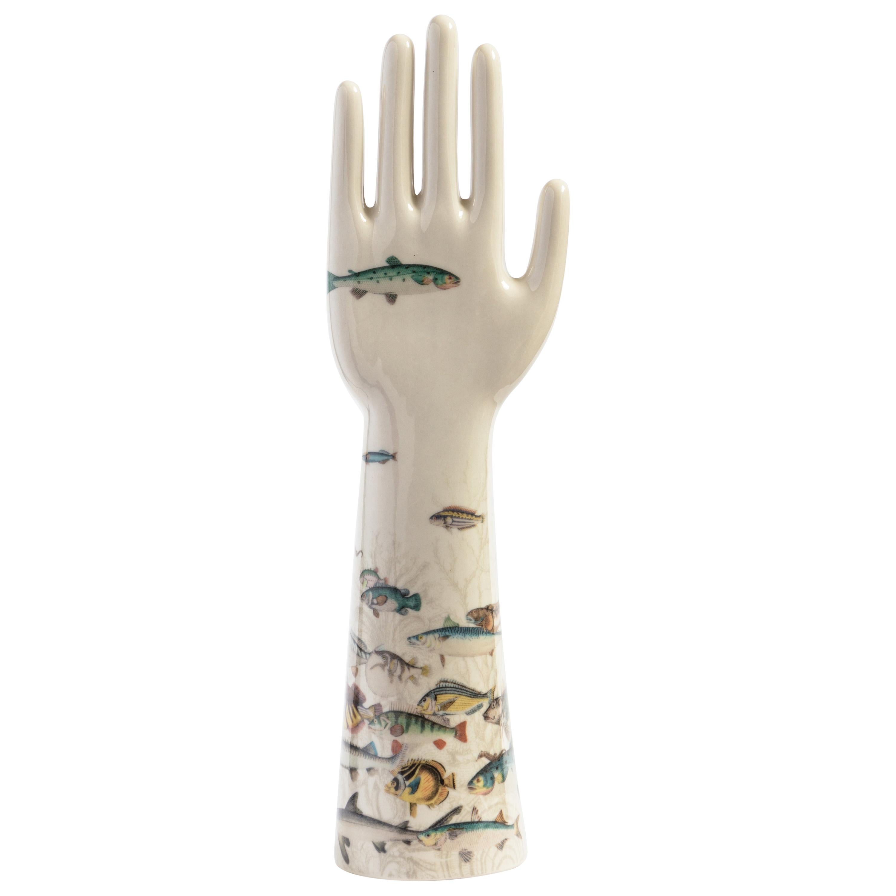 Anatomica, Porcelain Hand with Submarine decoration by Vito Nesta For Sale