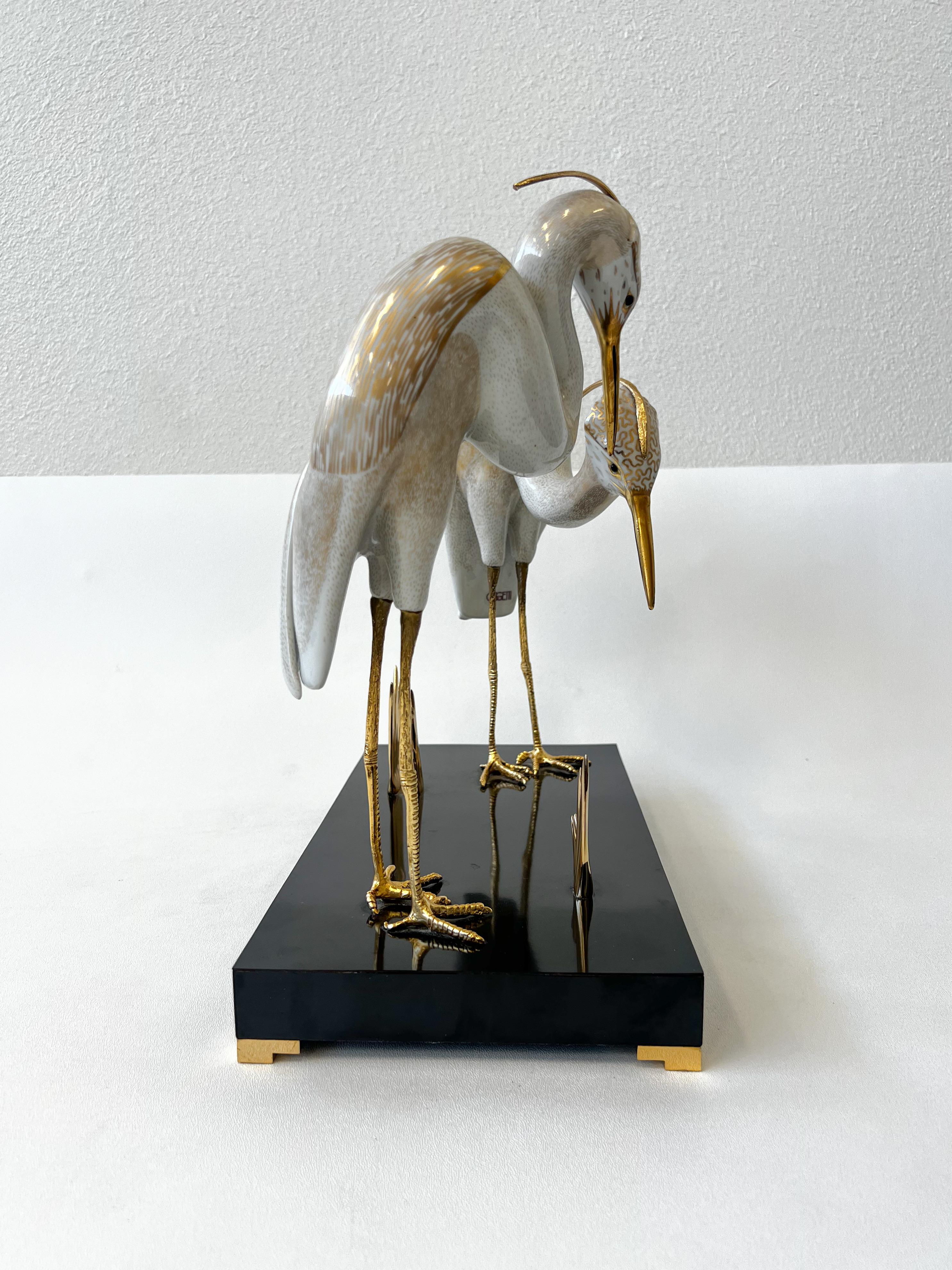 Italienisches Porzellan und goldene Vögel von Oggetti (Hollywood Regency)