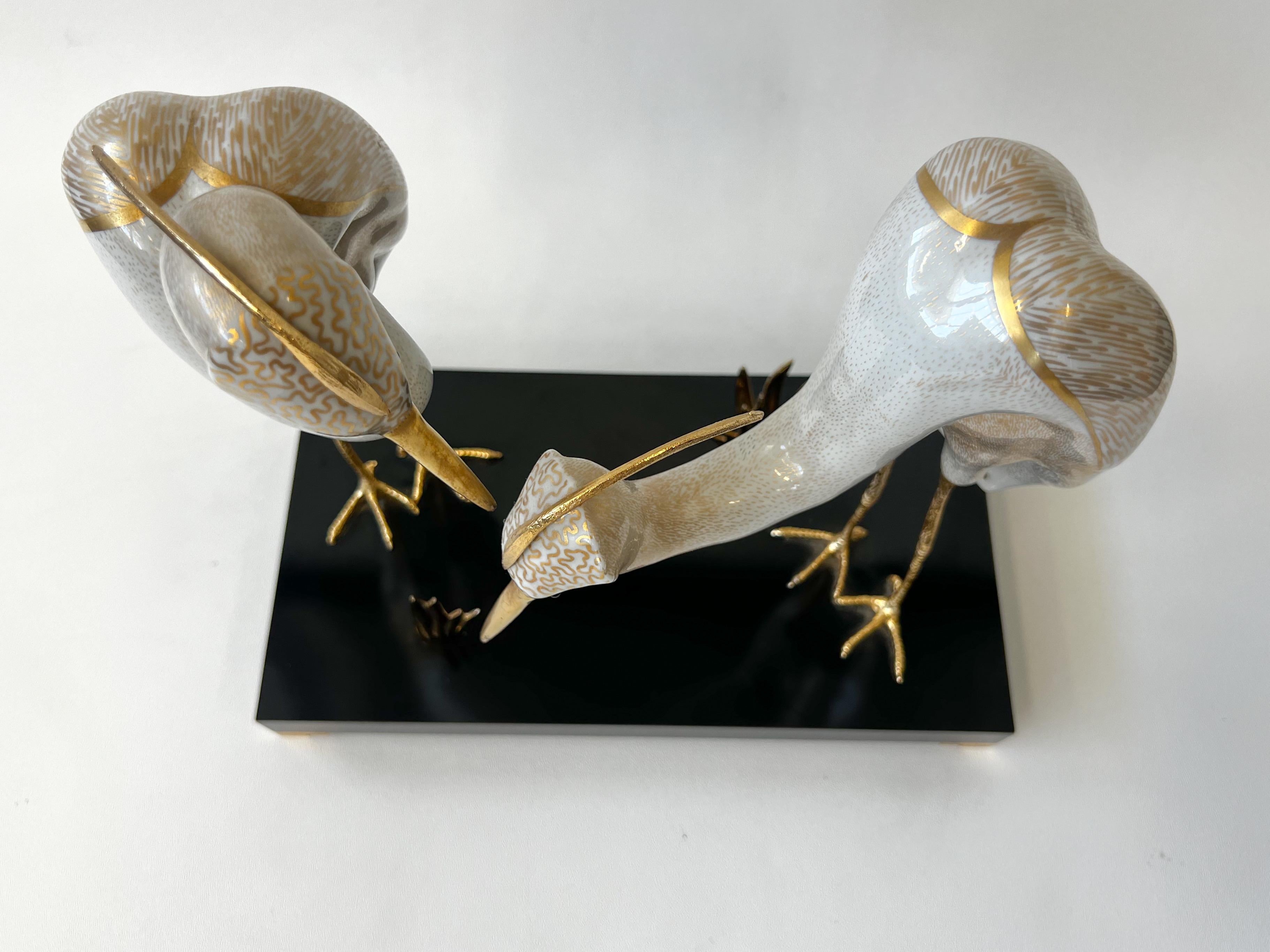 Italienisches Porzellan und goldene Vögel von Oggetti (Handgefertigt)
