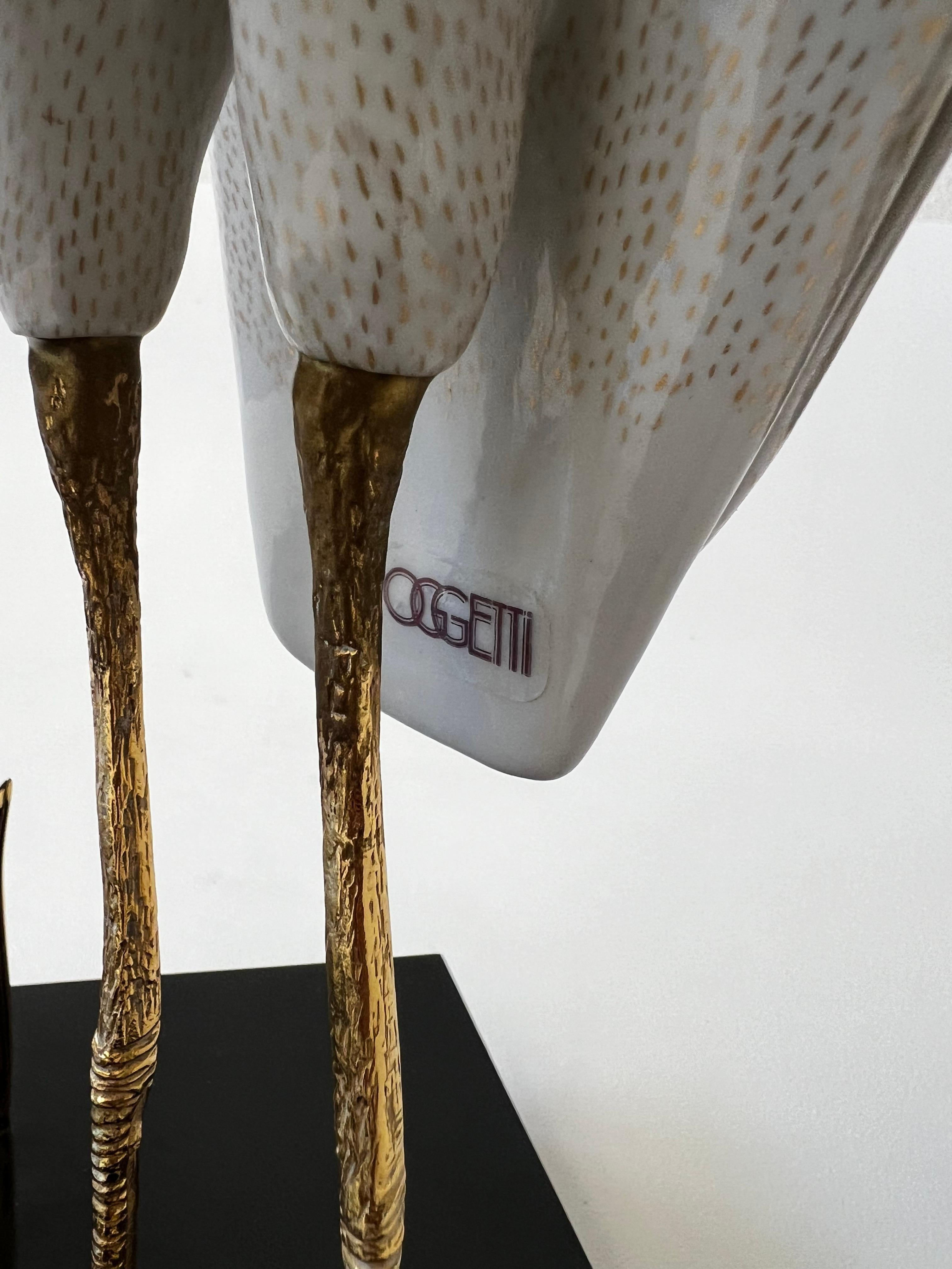 Italienisches Porzellan und goldene Vögel von Oggetti (Gold)