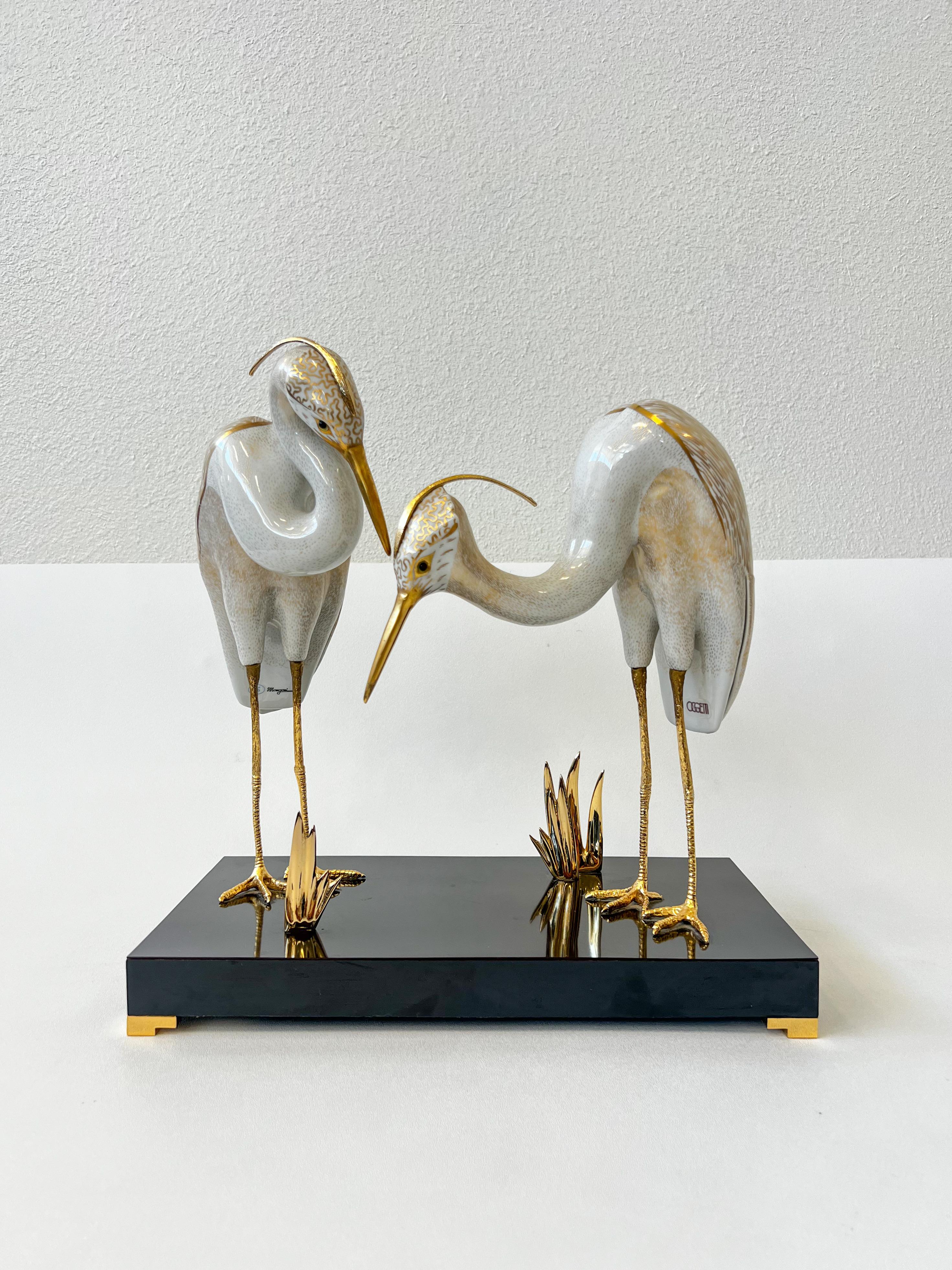 Italienisches Porzellan und goldene Vögel von Oggetti 1