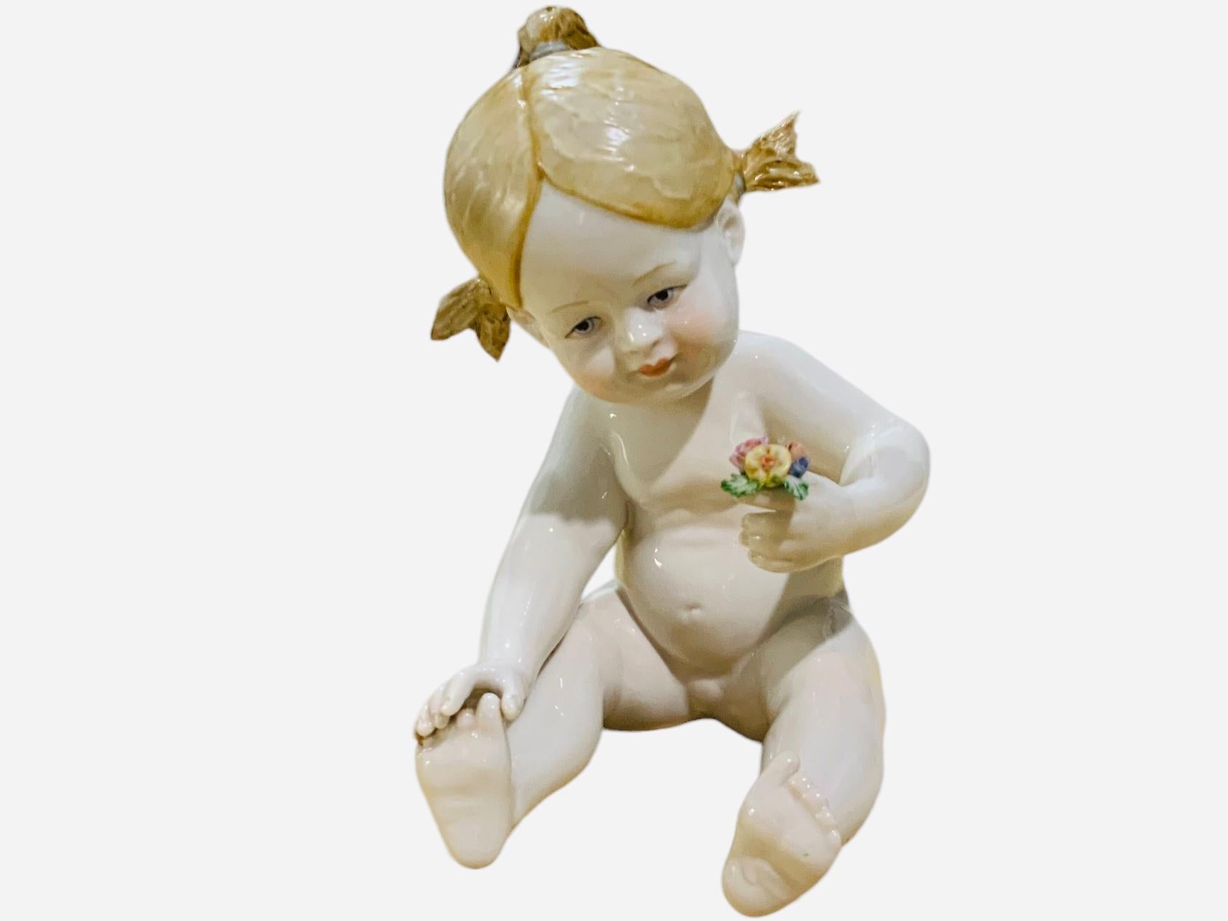 Italian Porcelain Baby Girl Piano Figurine For Sale 3