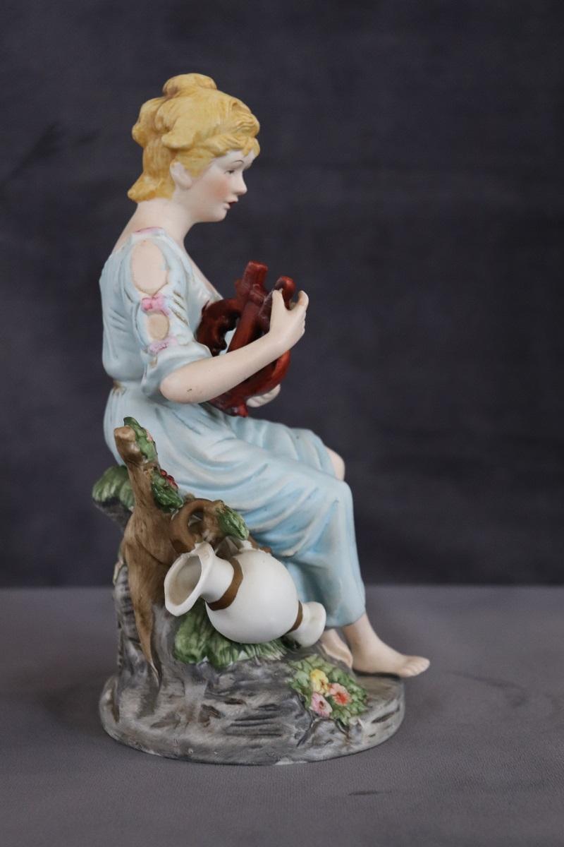 Late 20th Century Italian Porcelain Biscuit Hand Painted  For Sale