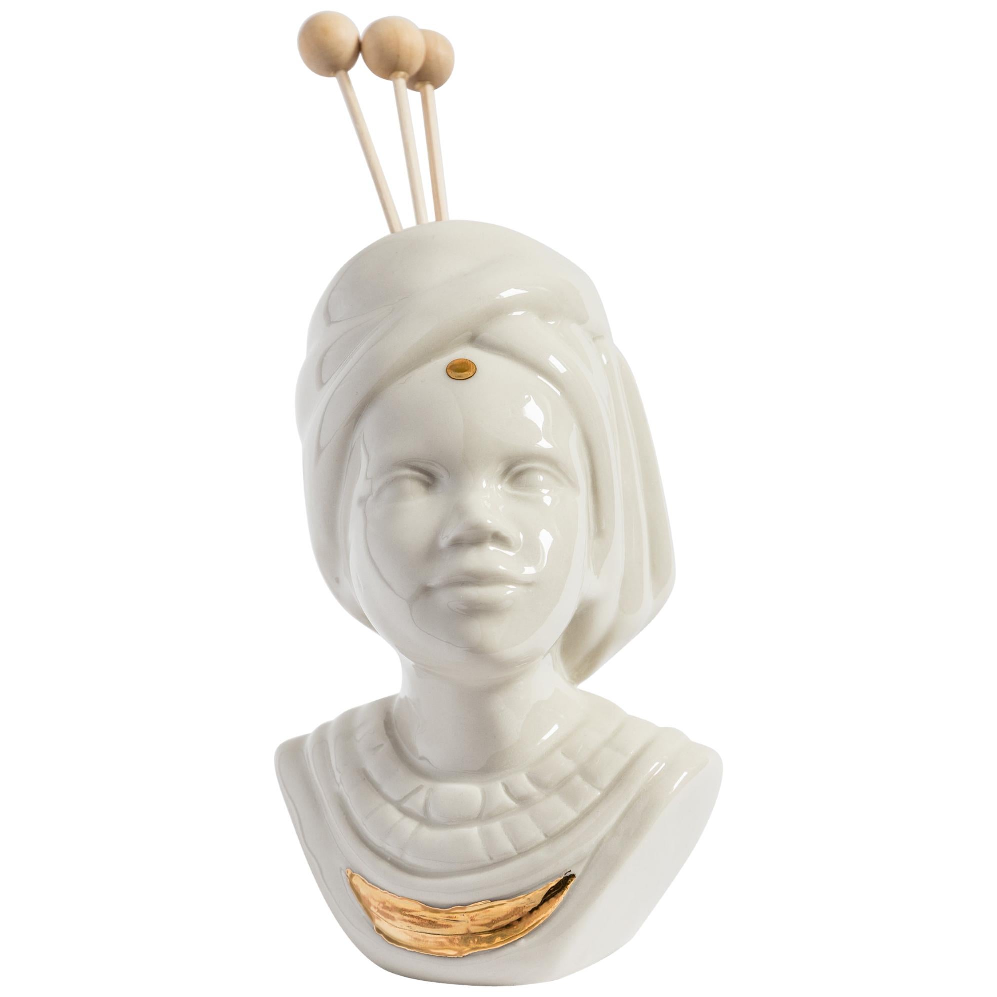 Italian Porcelain Essential Oil Diffuser, Indian Lady by Vito Nesta