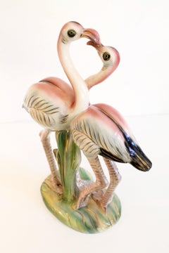 Italian Porcelain Flamingo Statue, 1950s, Bitossi, Italy 'Signed'