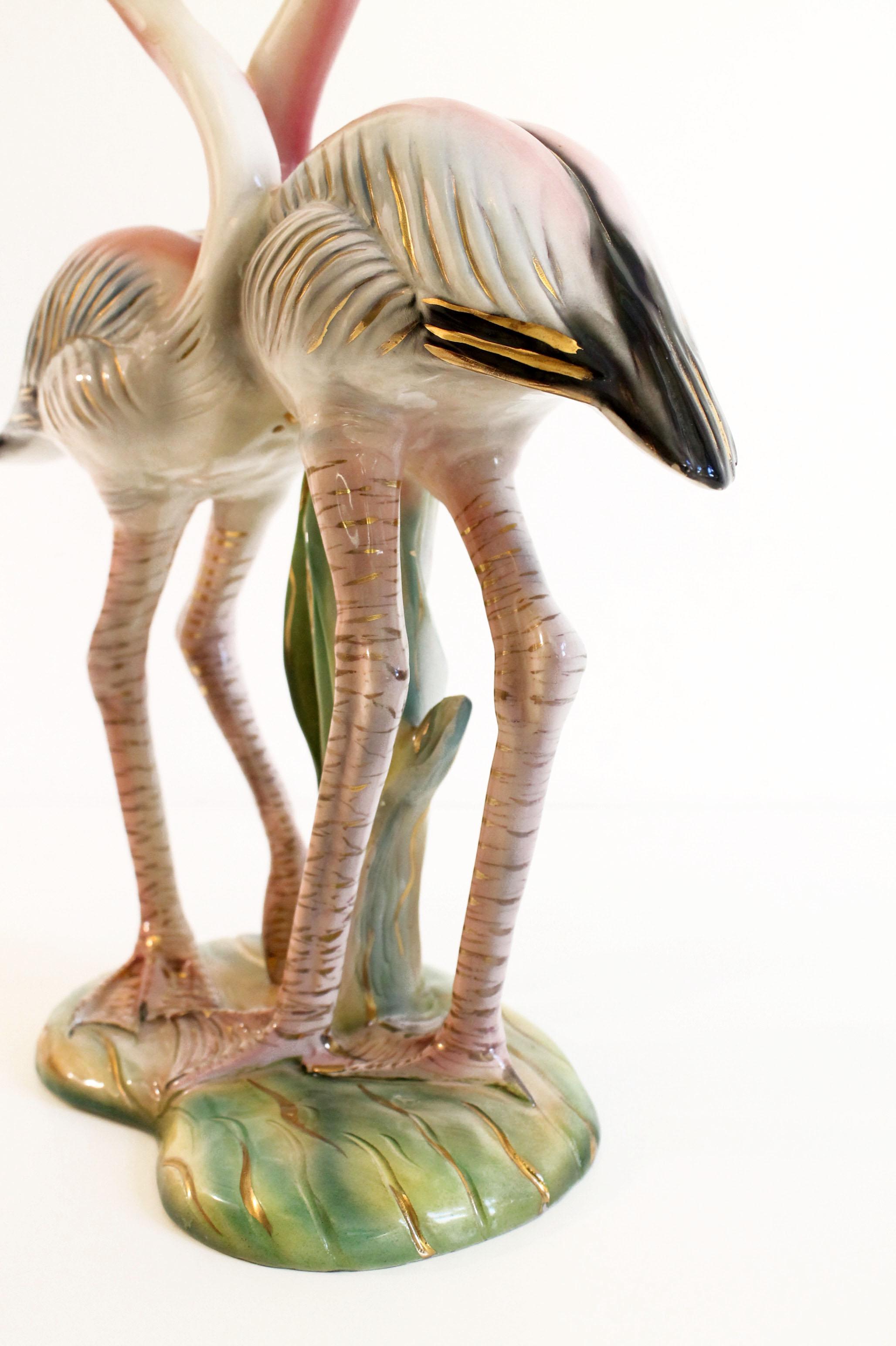 Ceramic Italian Porcelain Flamingo Statue, 1950s, Bitossi, Italy 'Signed'