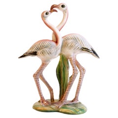 Statue de flamants en porcelaine italienne, années 1950, Bitossi, Italie « Signé »