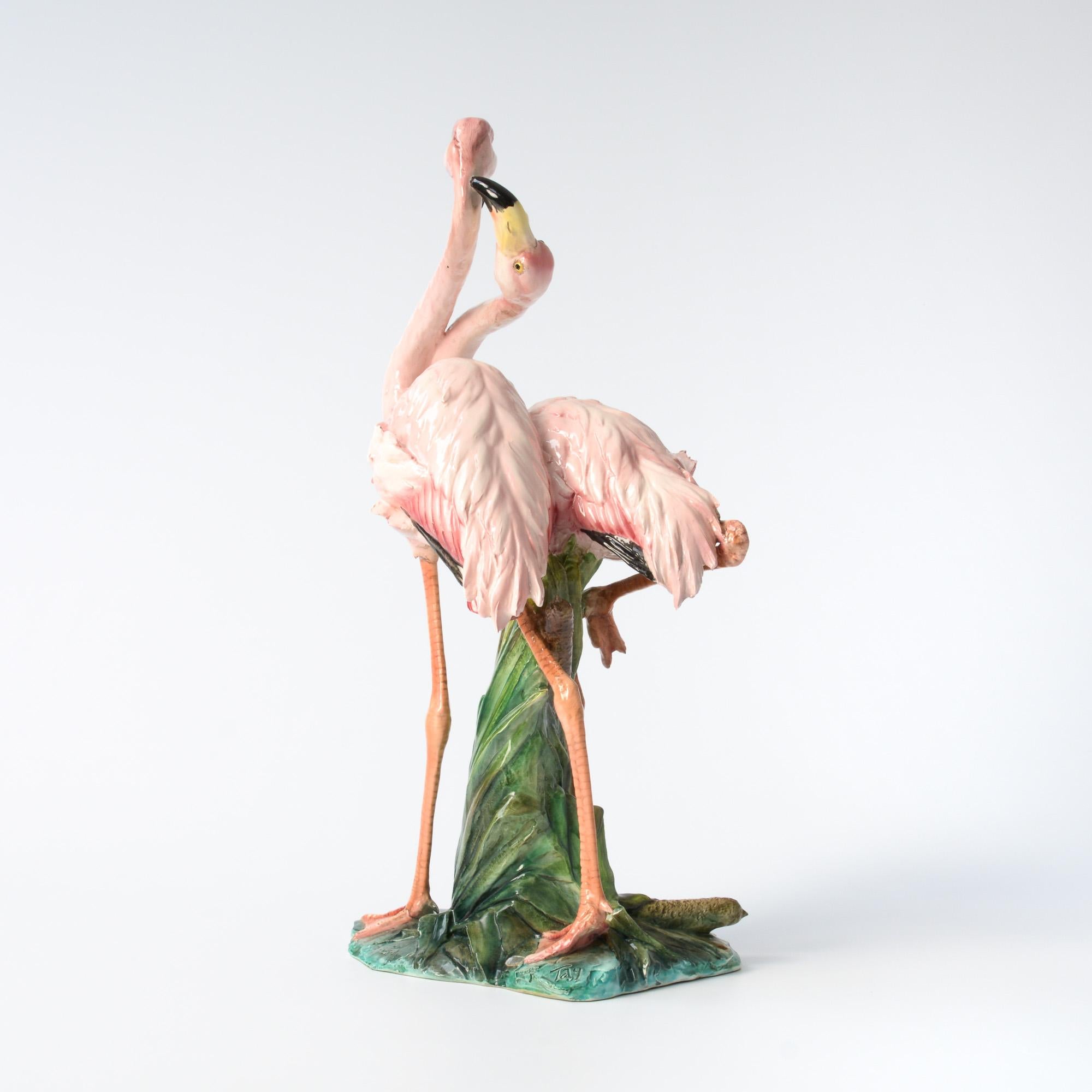 ceramic flamingo statue