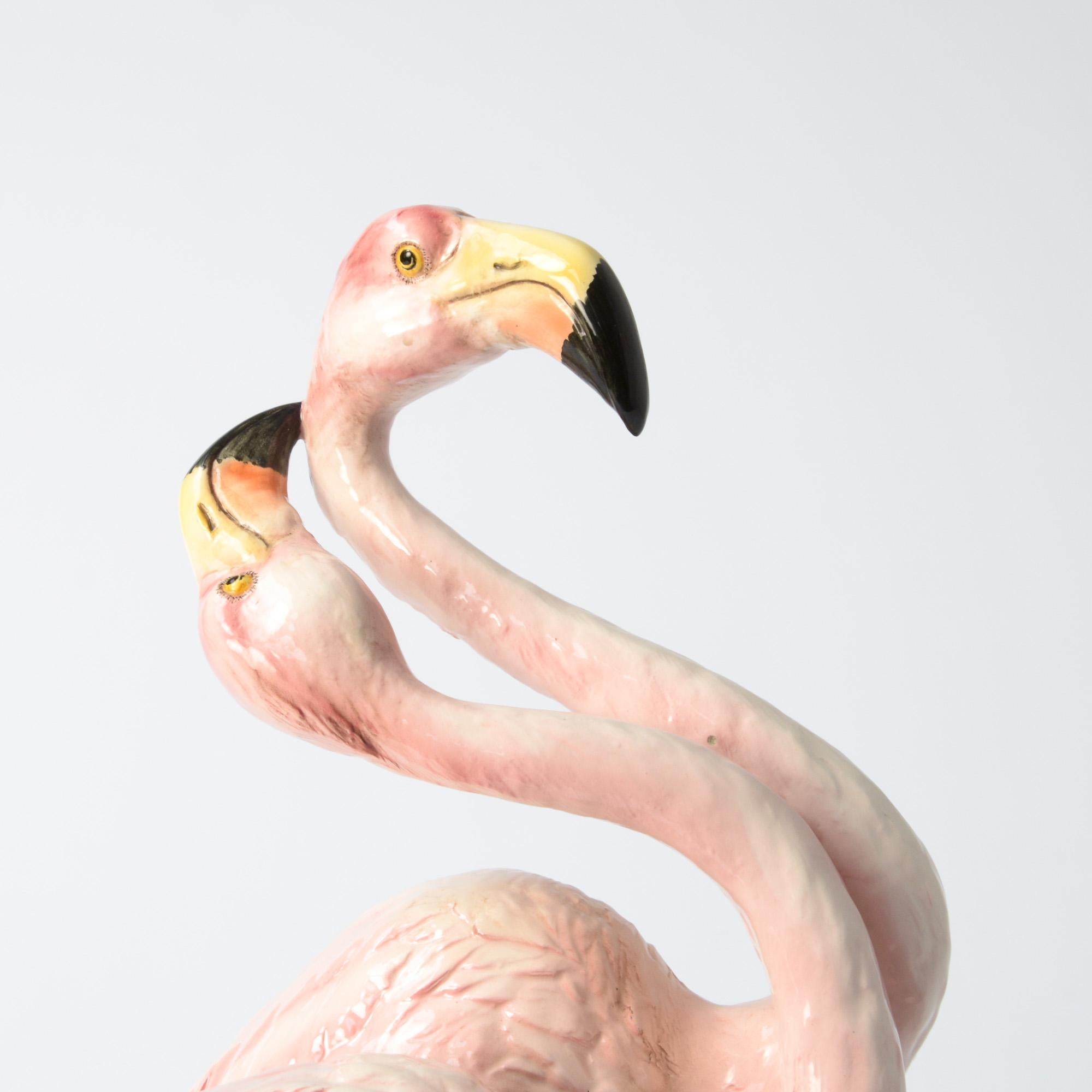 Mid-20th Century Italian Porcelain Flamingo Statue of the 1950s