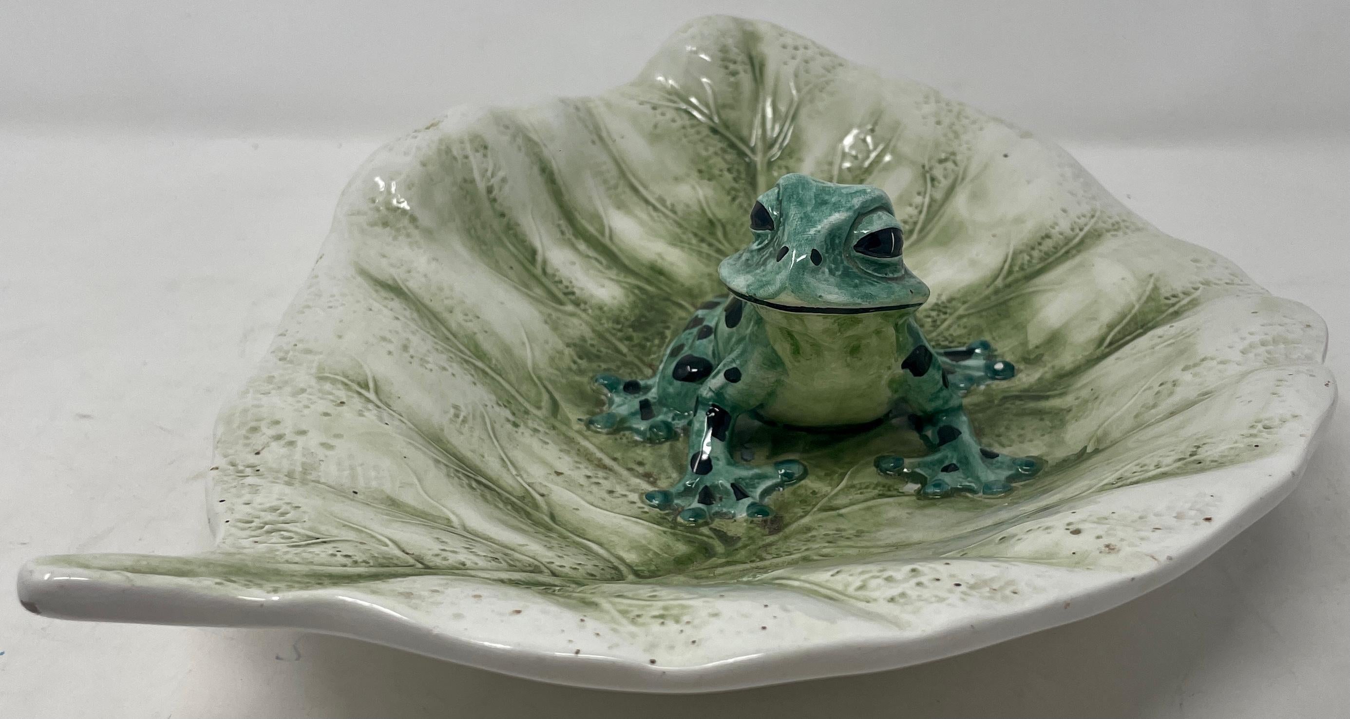 Italian Porcelain Frog on Lily Pad For Sale 1
