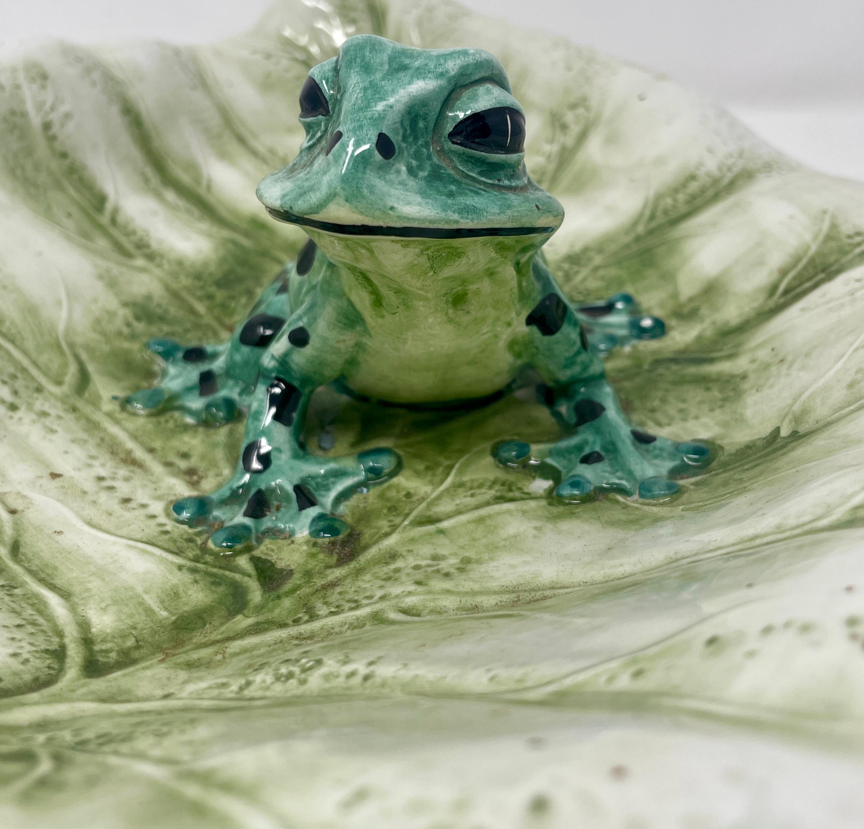 Italian Porcelain Frog on Lily Pad For Sale 2