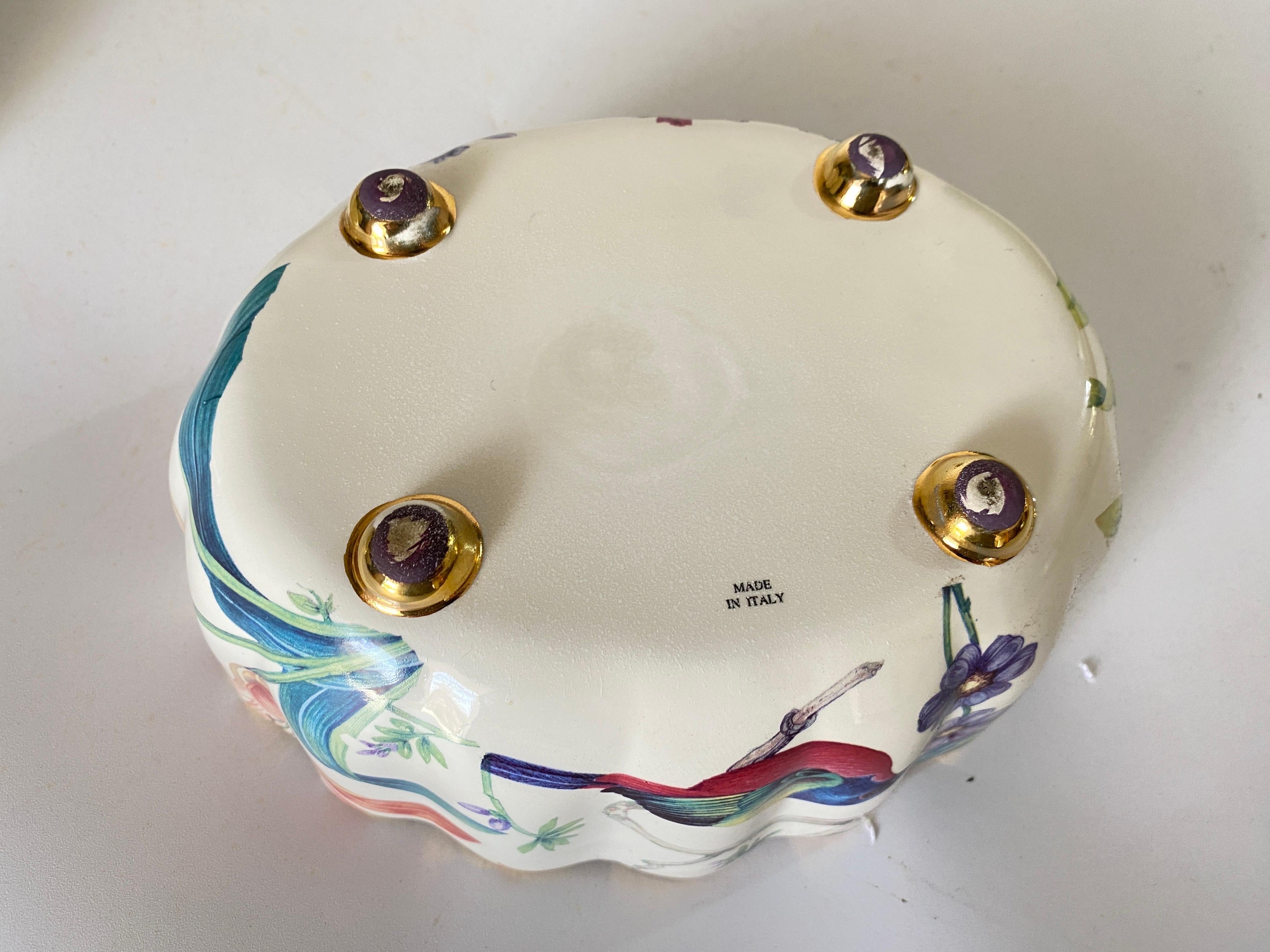 Ceramic Italian Porcelain Hand Painted Trinket or Jewelry Box, Circa 1970 For Sale
