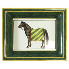 Italian Porcelain Jewelry Tray Dish Vide-Poche Catchall with Horse Design