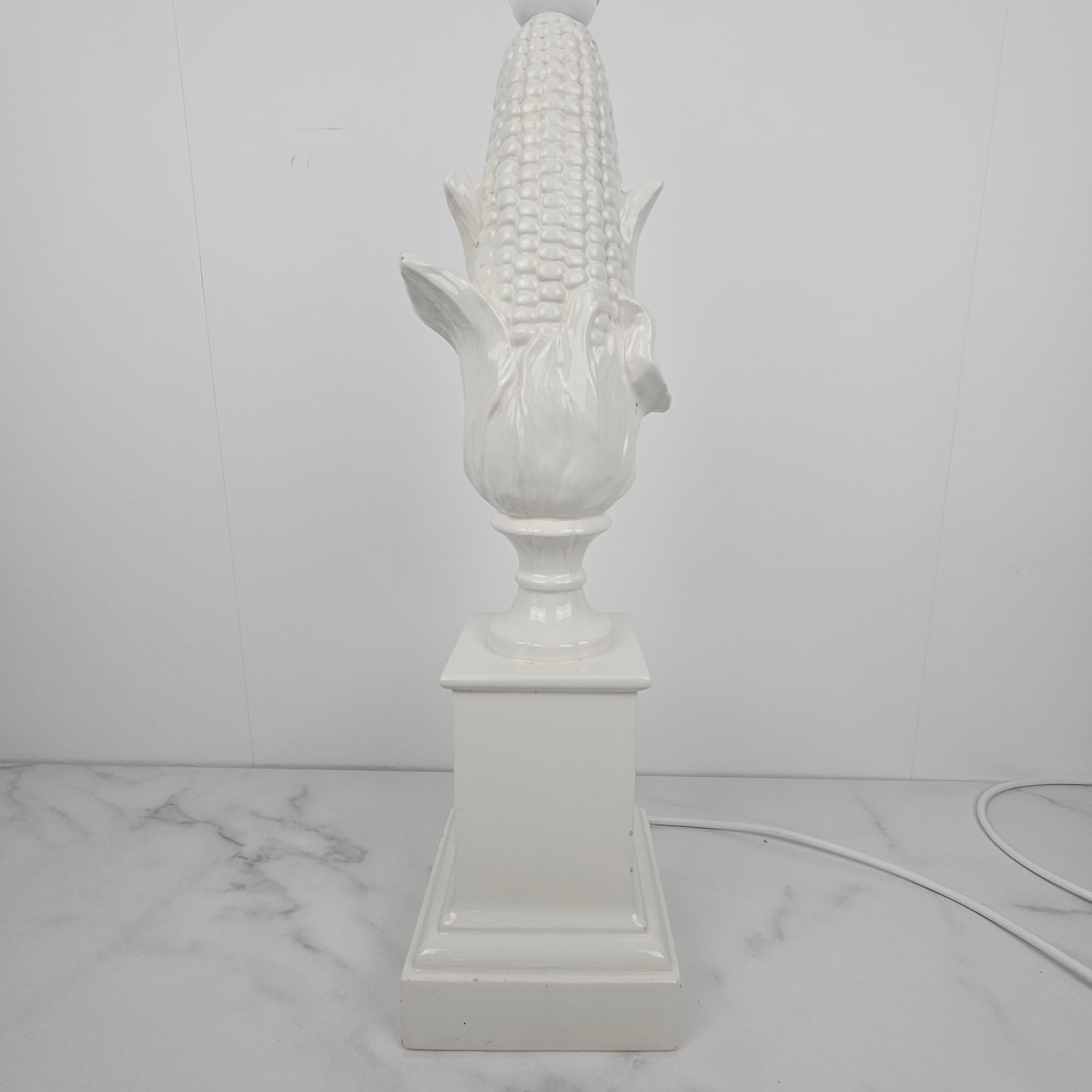Mid-Century Modern Italian Porcelain Lamp Base – Corn Cob Design by La Farnesiana, Parma 1970's For Sale