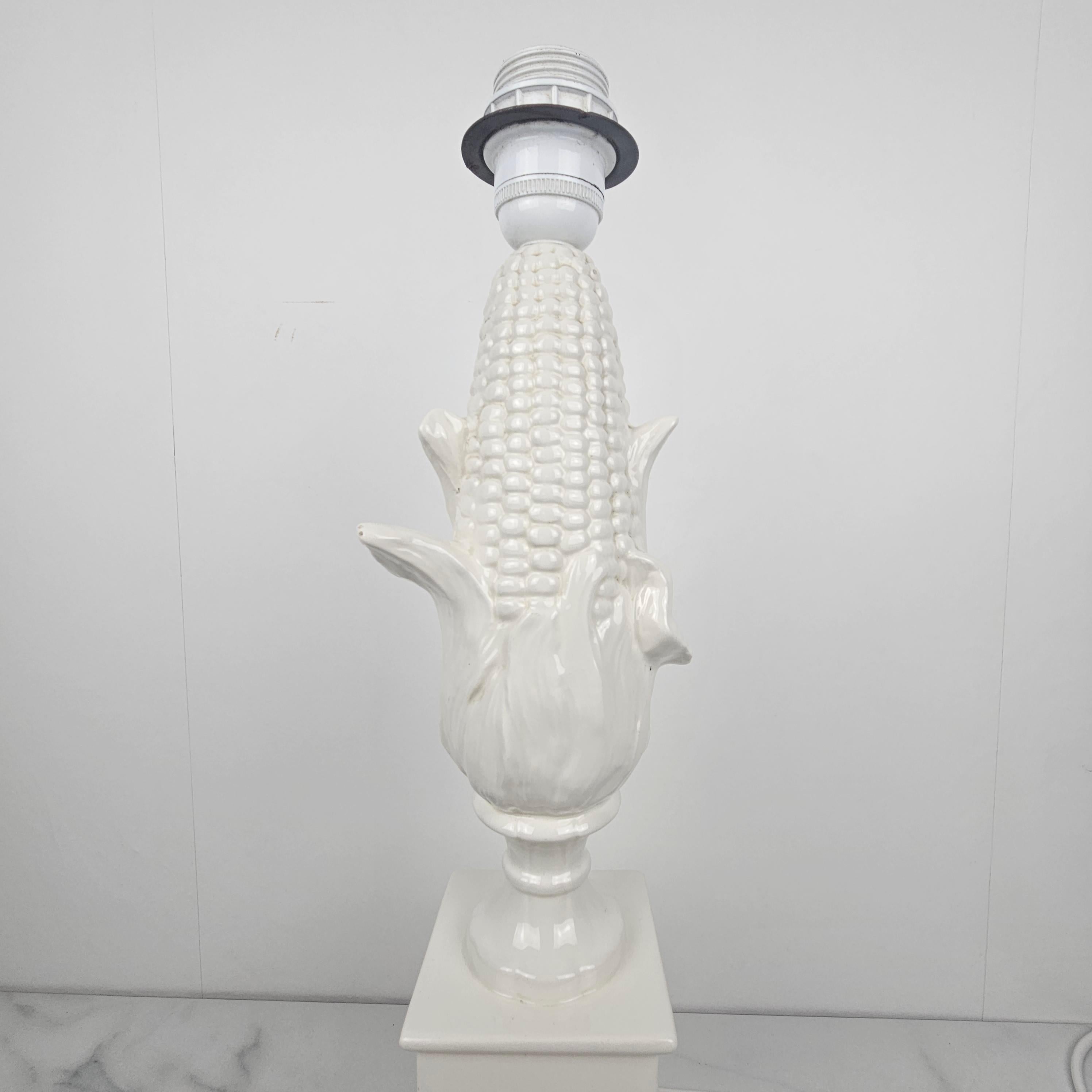 Italian Porcelain Lamp Base – Corn Cob Design by La Farnesiana, Parma 1970's In Good Condition For Sale In Oud Beijerland, NL