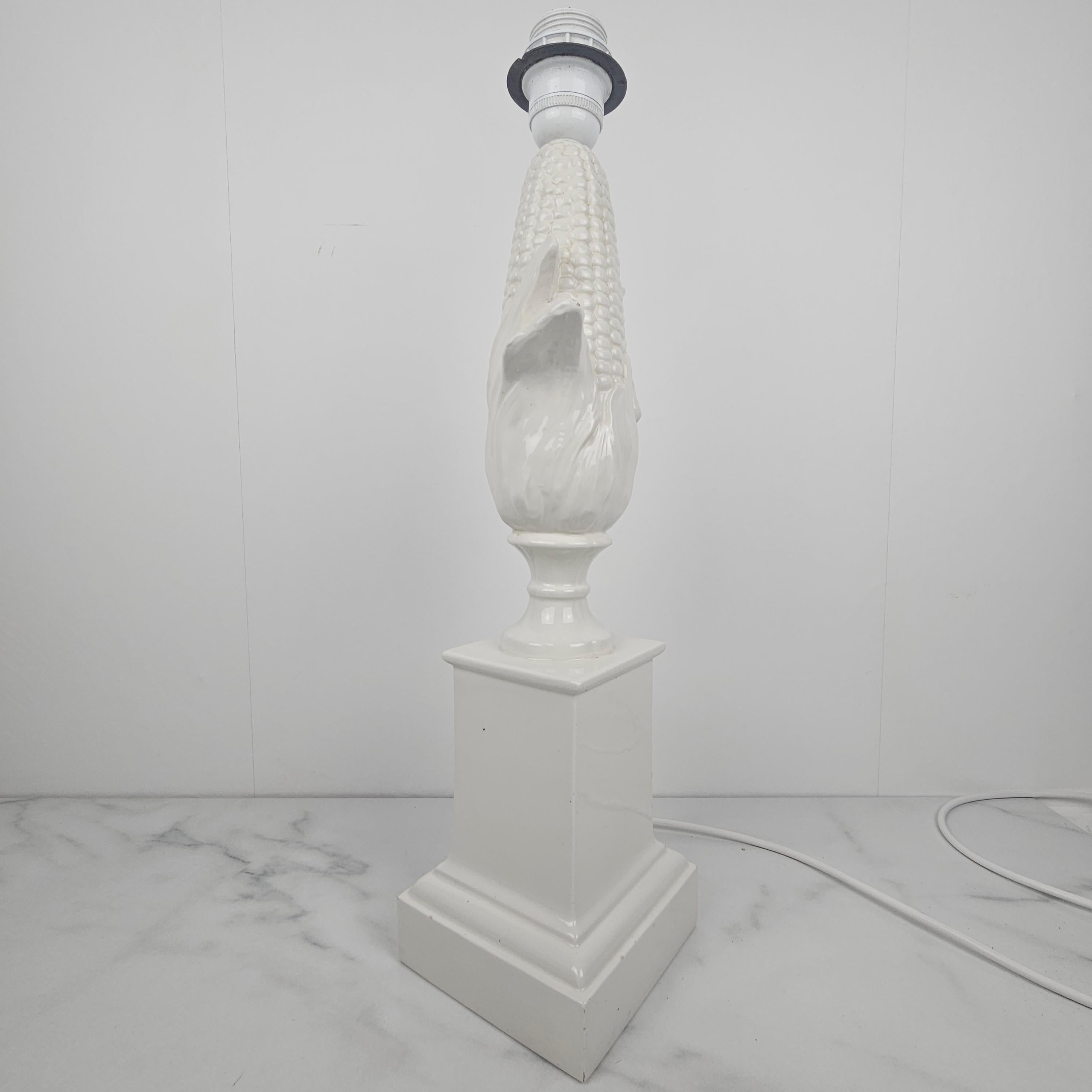 Late 20th Century Italian Porcelain Lamp Base – Corn Cob Design by La Farnesiana, Parma 1970's For Sale