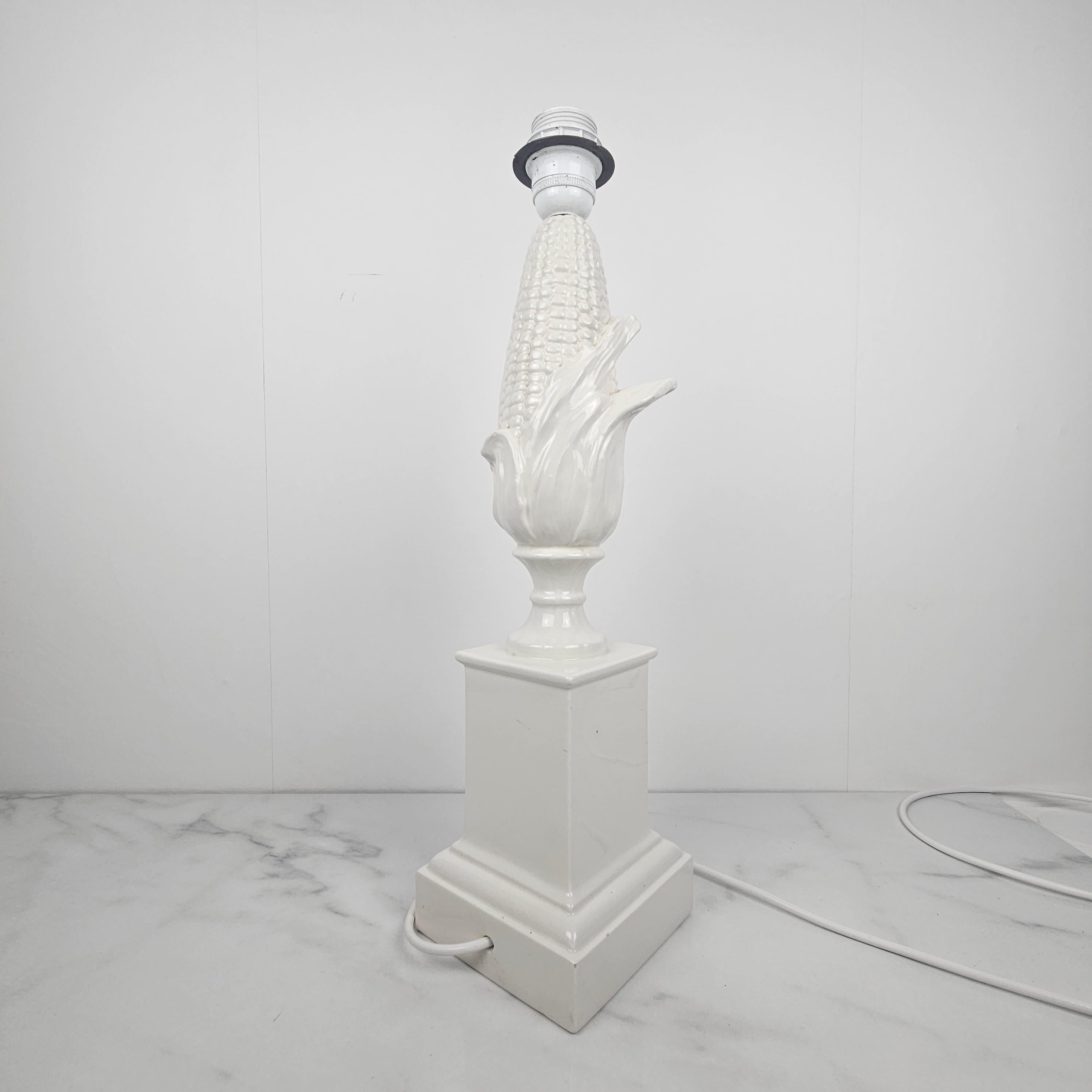 Ceramic Italian Porcelain Lamp Base – Corn Cob Design by La Farnesiana, Parma 1970's For Sale