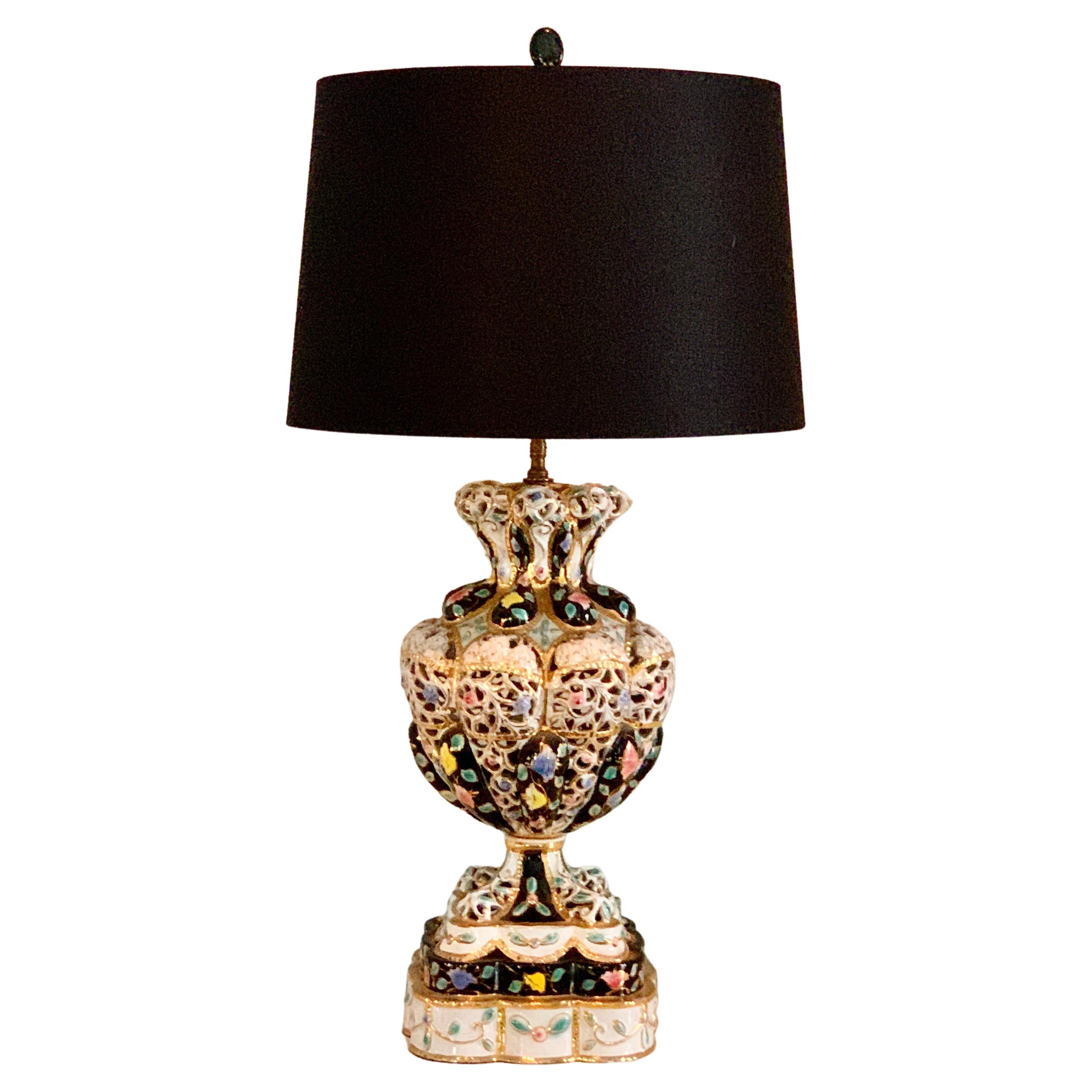 Italian Porcelain Lamp in the Style of Capodimonte