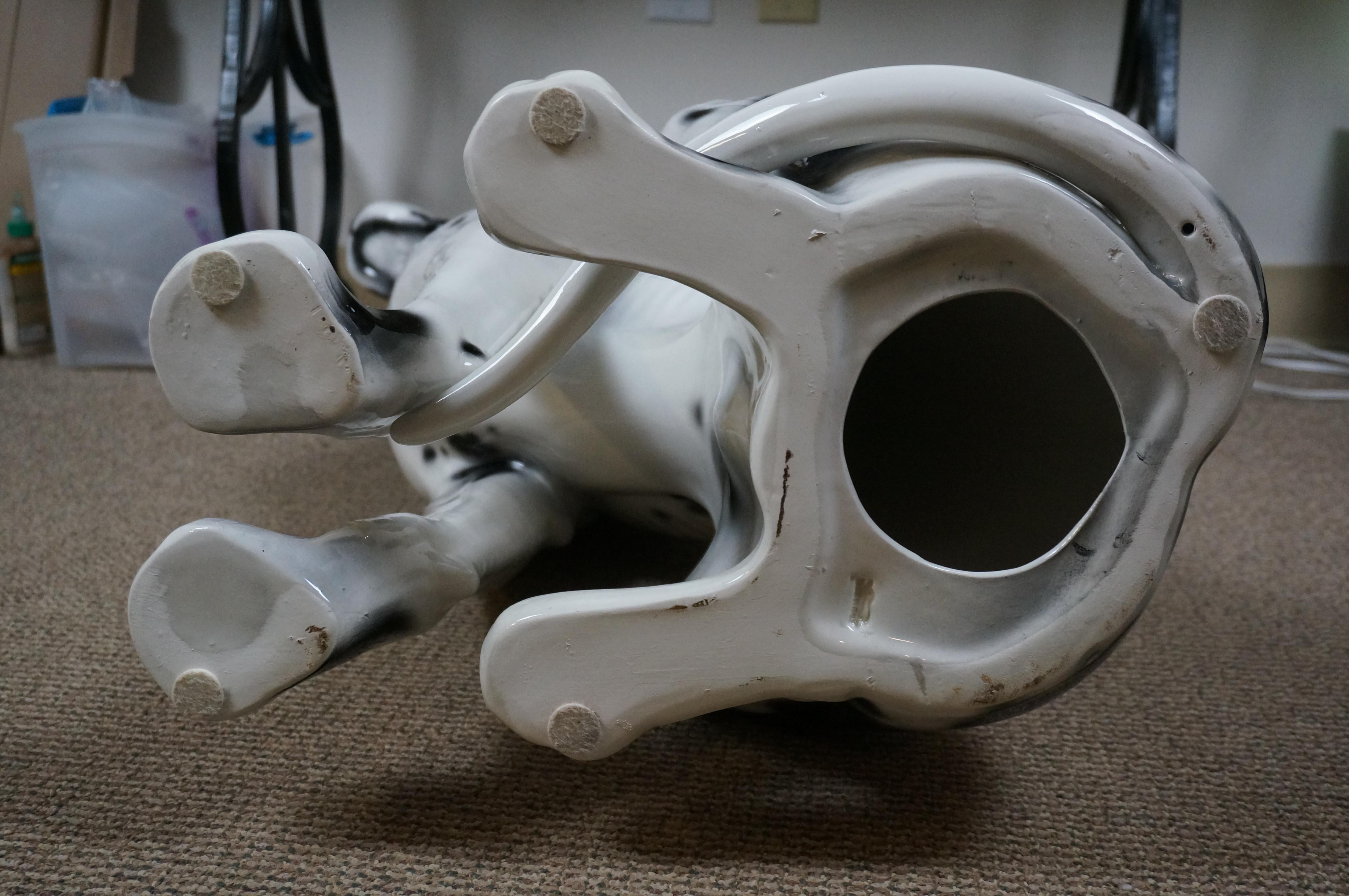 Italian Porcelain Life Size Black & White Great Dane Dog Sculpture Statue 41