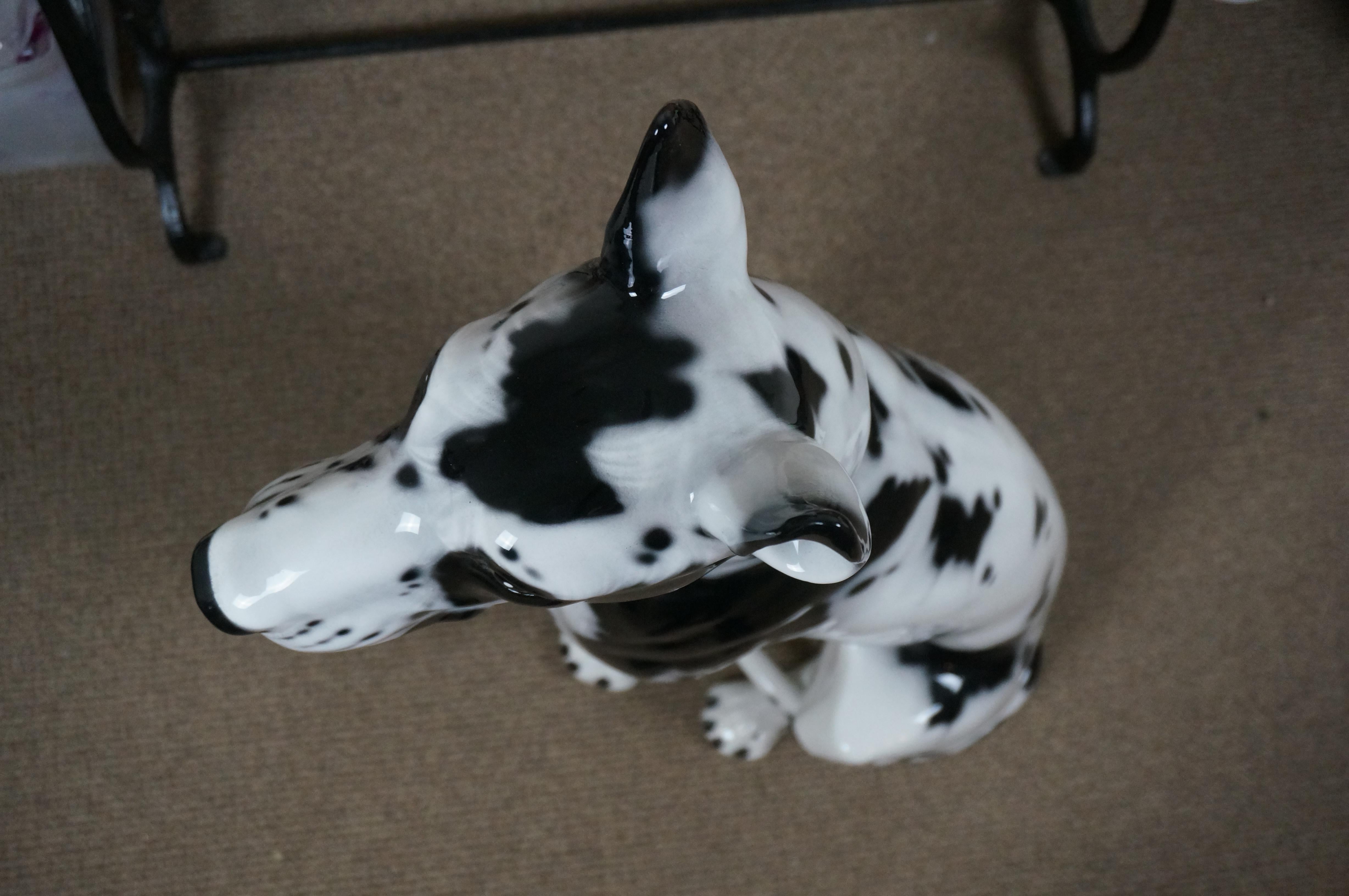 Italian Porcelain Life Size Black & White Great Dane Dog Sculpture Statue 41