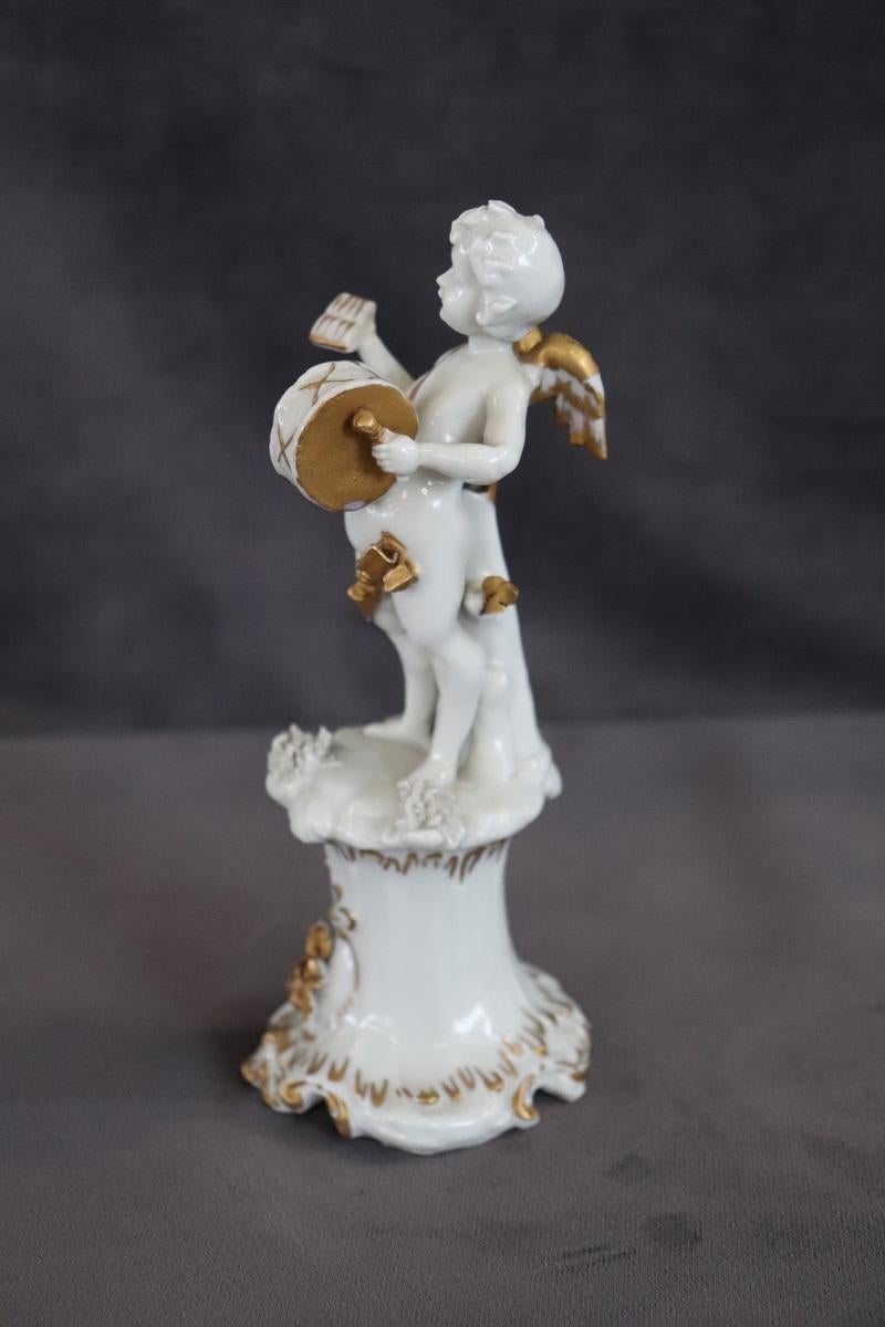 Late 20th Century Italian Porcelain Musician Angel by Capodimonte For Sale