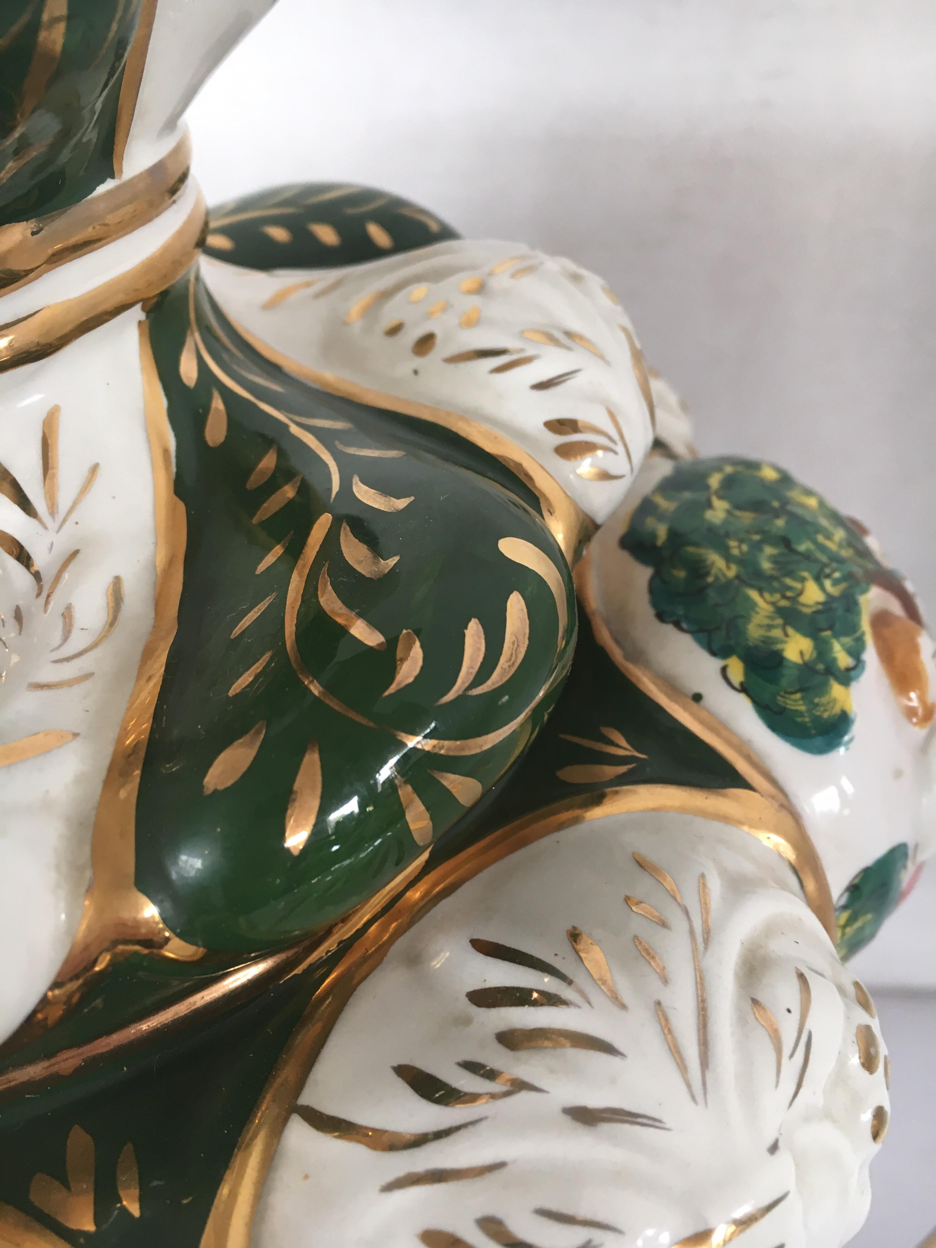 Italian Porcelain Ornate Table Lamp Greens 7