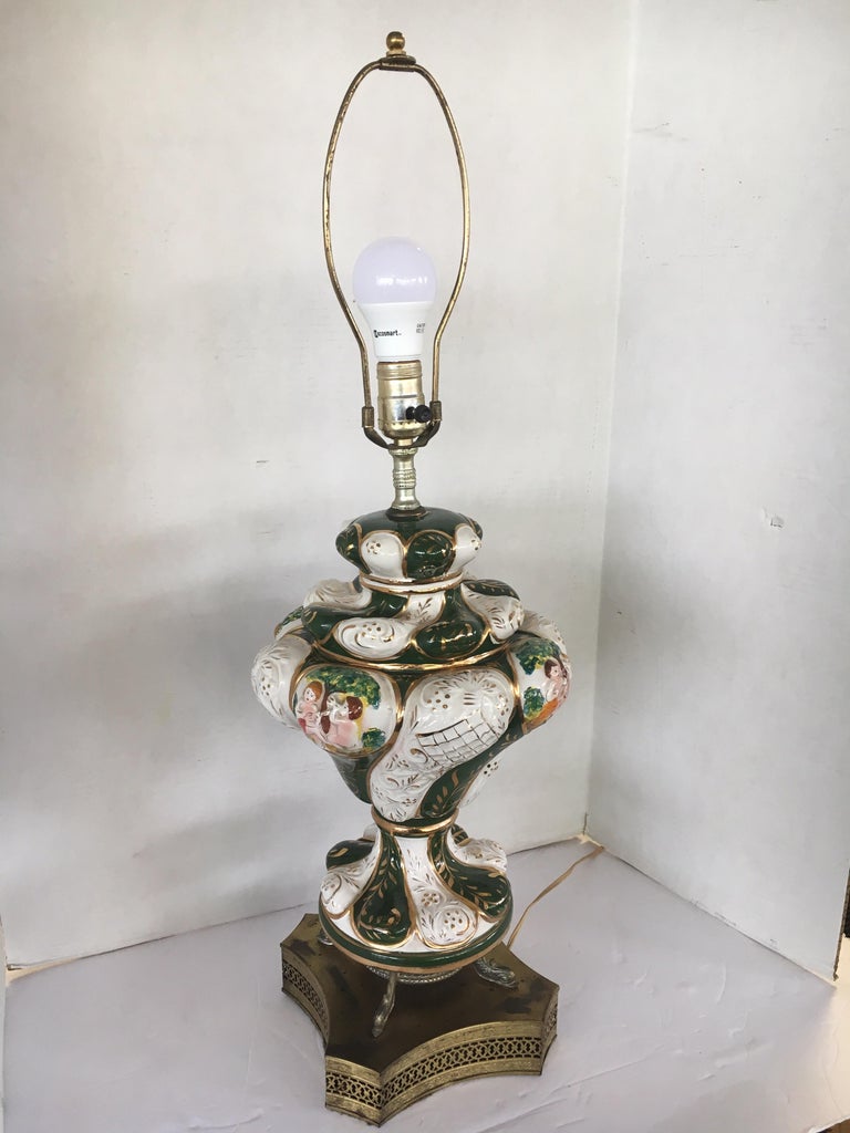 Italian Porcelain Ornate Table Lamp Greens For Sale at 1stDibs ornate table lamps, ornate