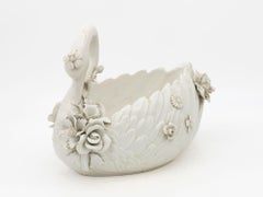 Italian Porcelain Swan Cachepot, Off White, Early 20th C.