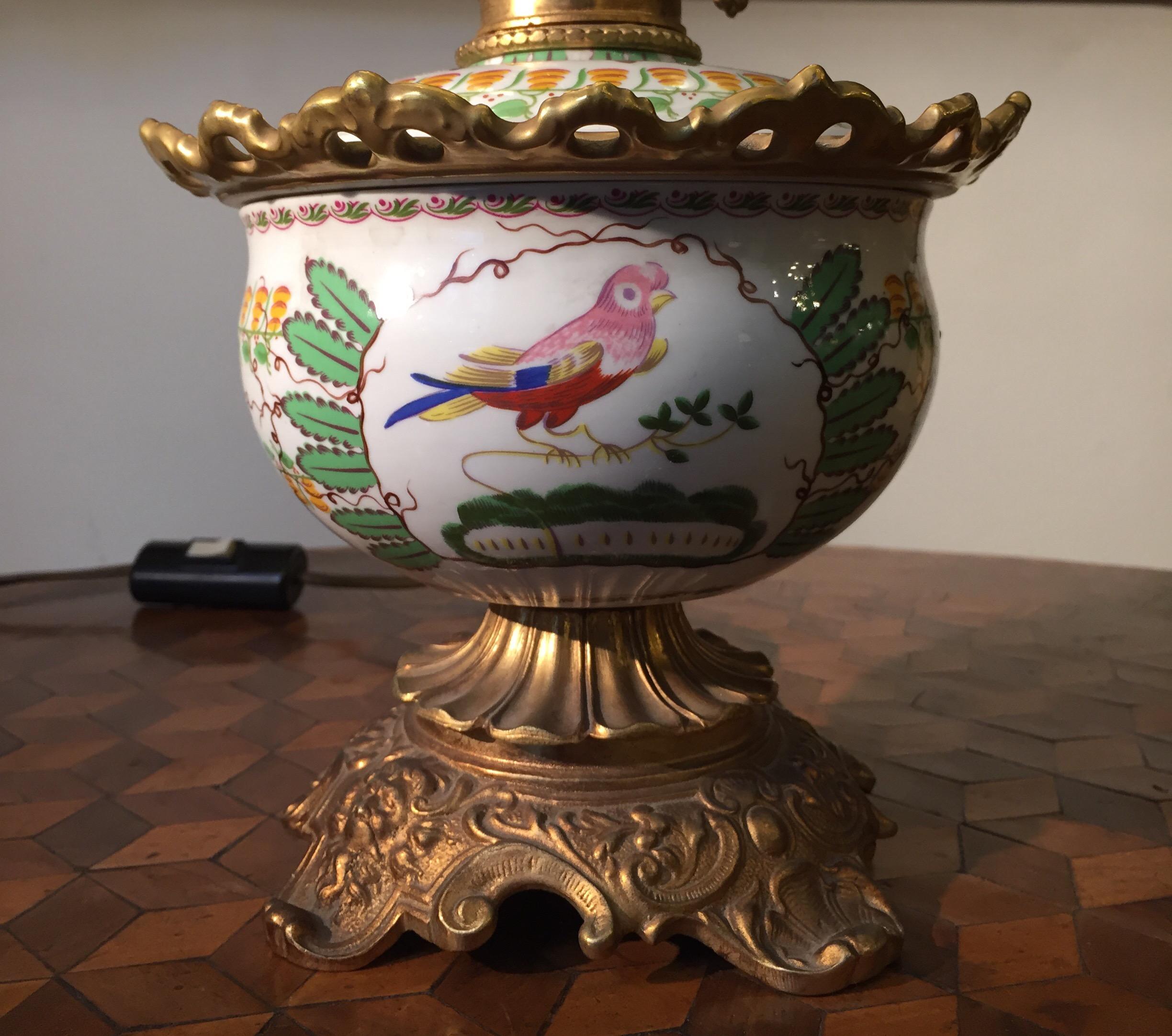 Lampe de table en verre florentin, bronze doré et porcelaine par Mangani, 1970 en vente 10
