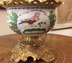 Florentine Glass Gilded Bronze and Porcelain Table Lamp by Mangani, 1970