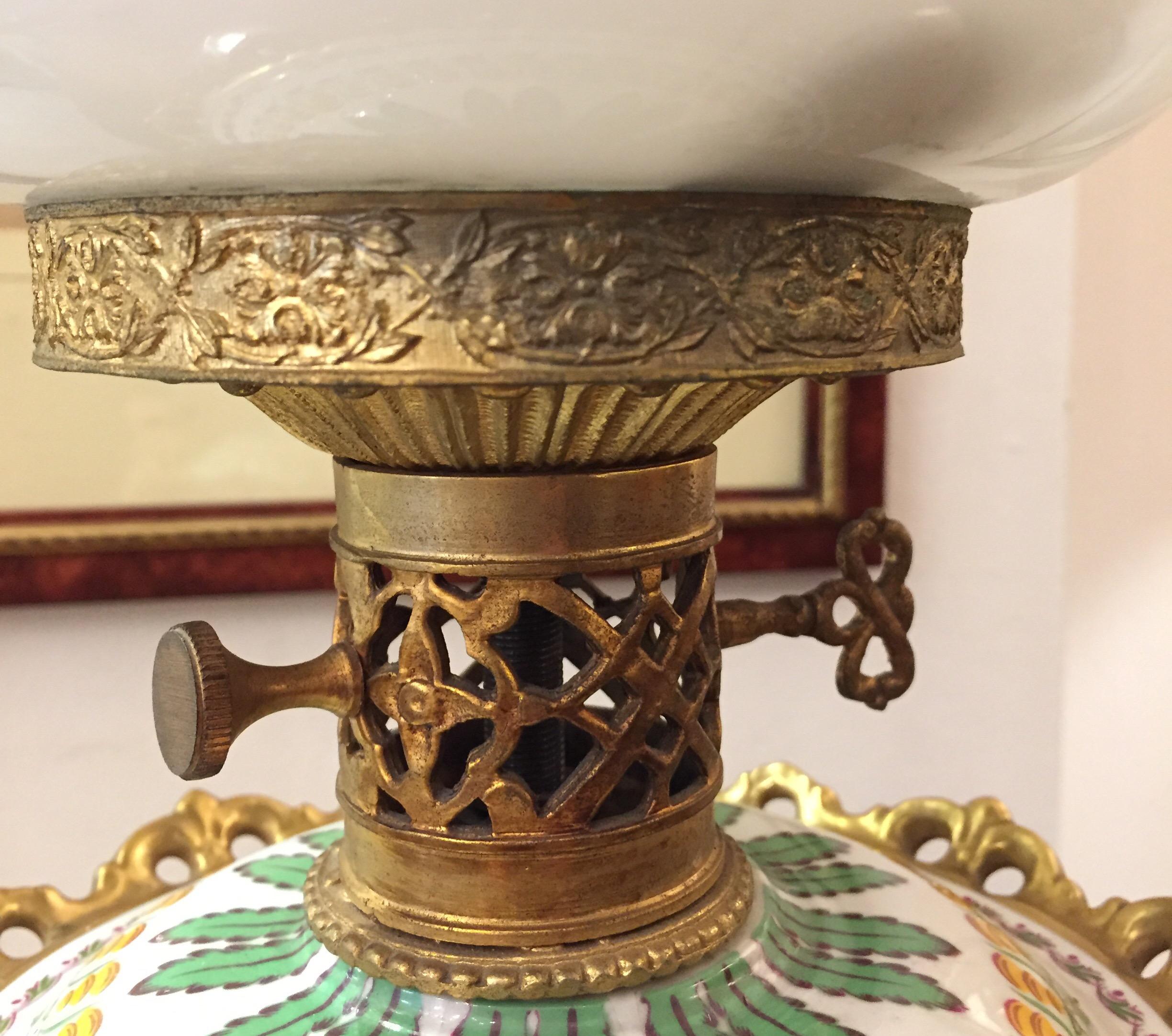 Fin du 20e siècle Lampe de table en verre florentin, bronze doré et porcelaine par Mangani, 1970 en vente