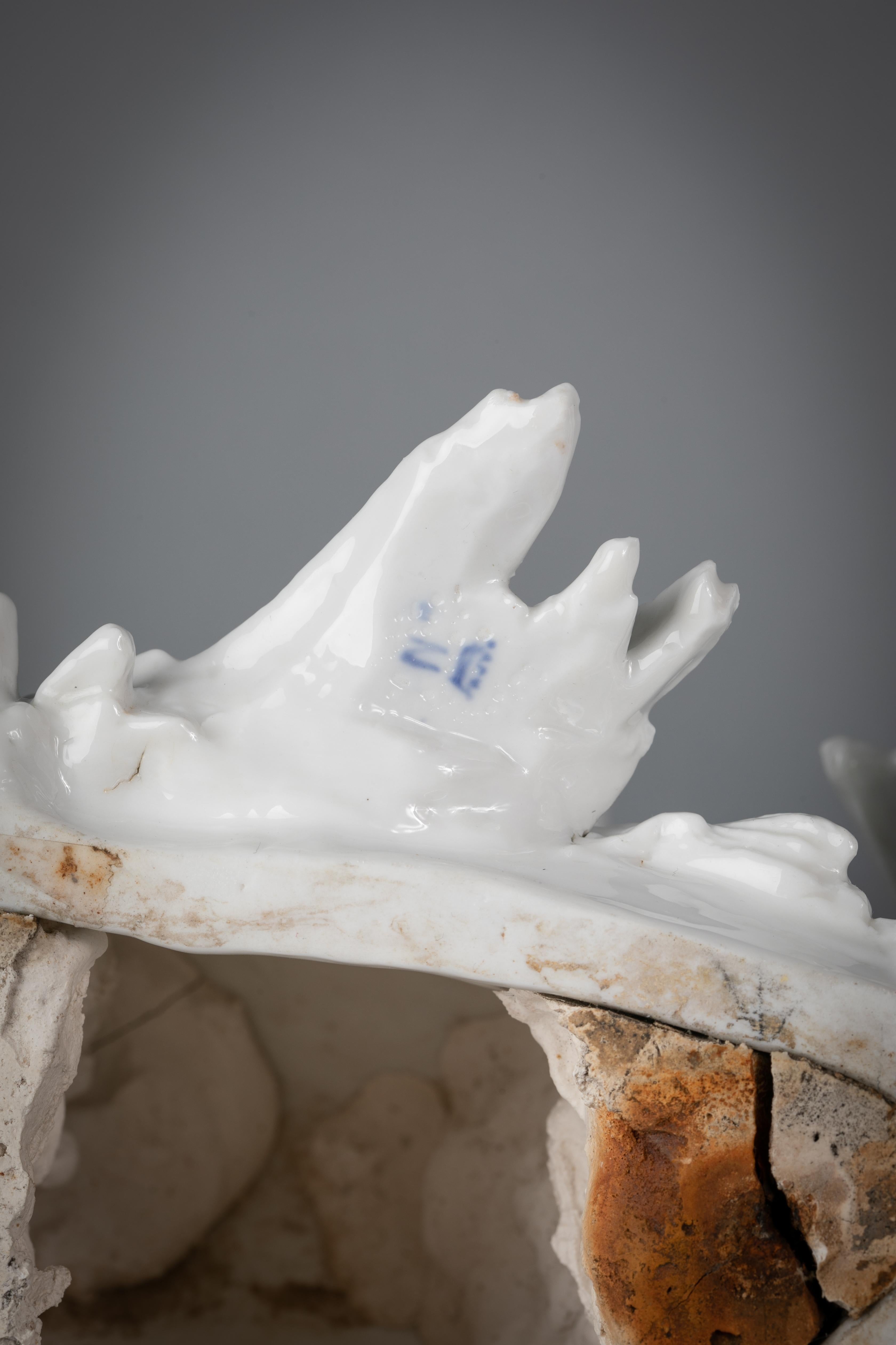 Italian Porcelain White Dolphin Group on Bronze Base, Ginori, Circa 1860 For Sale 2