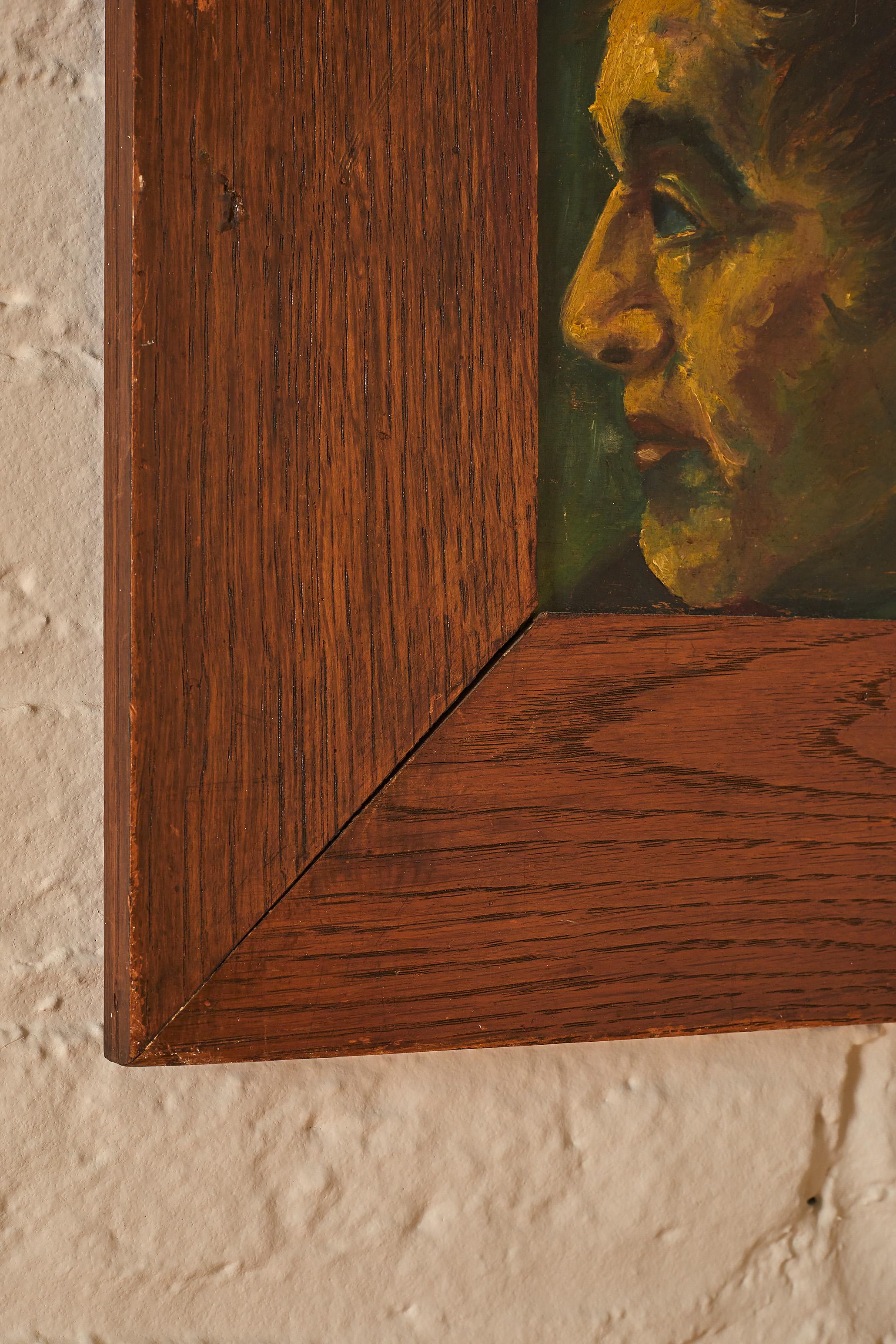 Italian Portrait in Wooden Frame For Sale 1