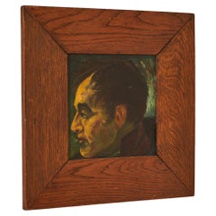 Used Italian Portrait in Wooden Frame