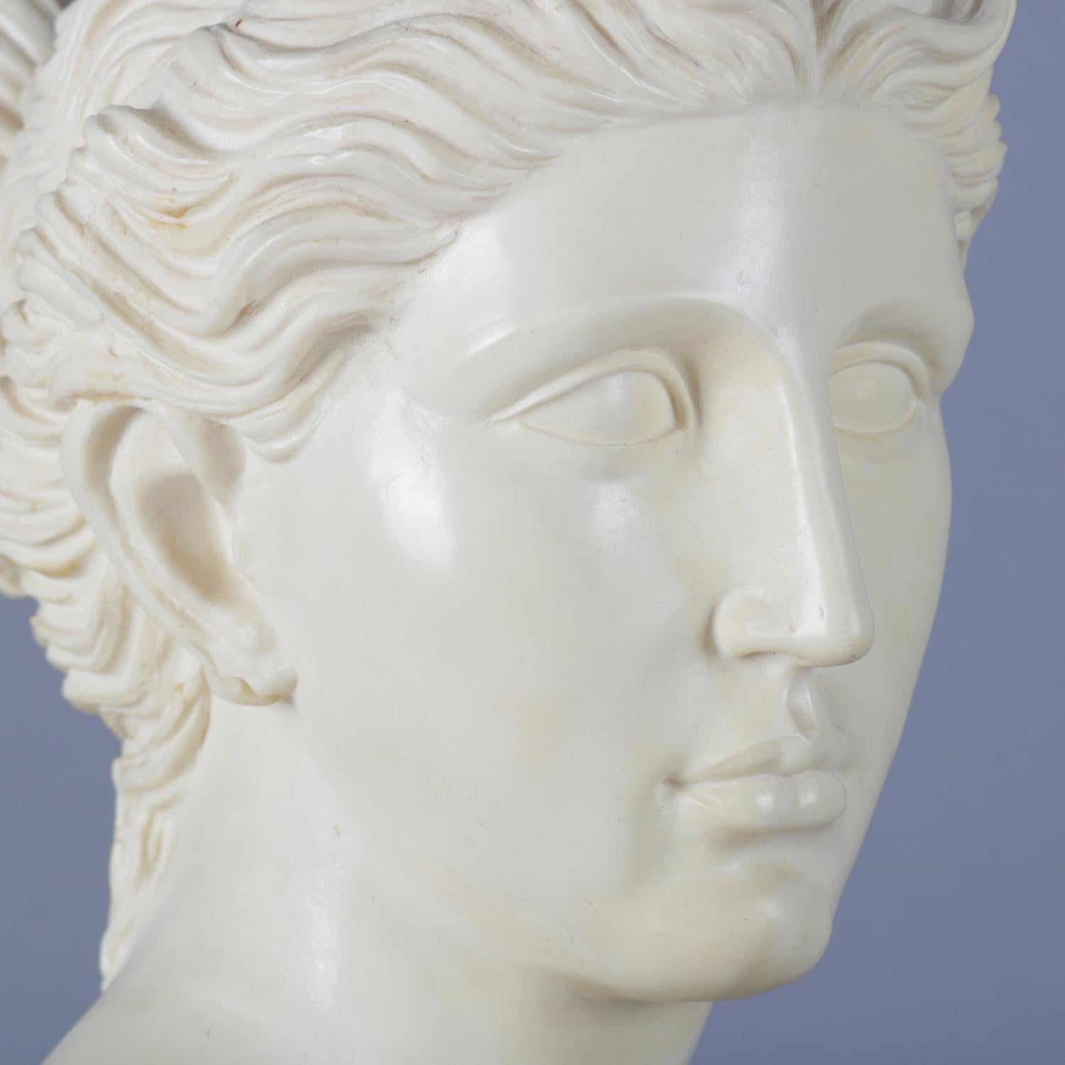 Italian Portrait Sculpture of Classical Artemis Signed A. Santini, Resin 3