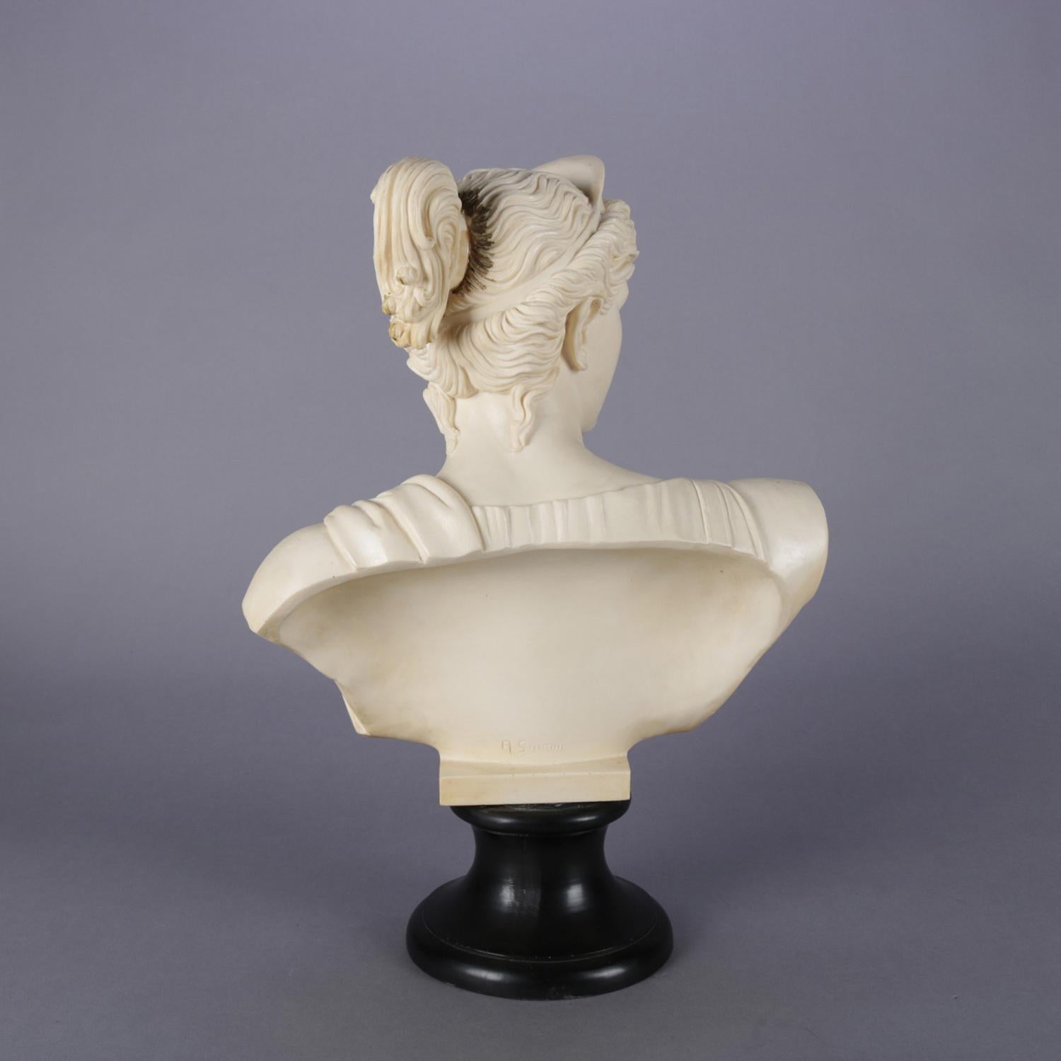20th Century Italian Portrait Sculpture of Classical Artemis Signed A. Santini, Resin