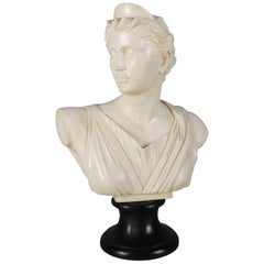 Italian Portrait Sculpture of Classical Artemis Signed A. Santini, Resin