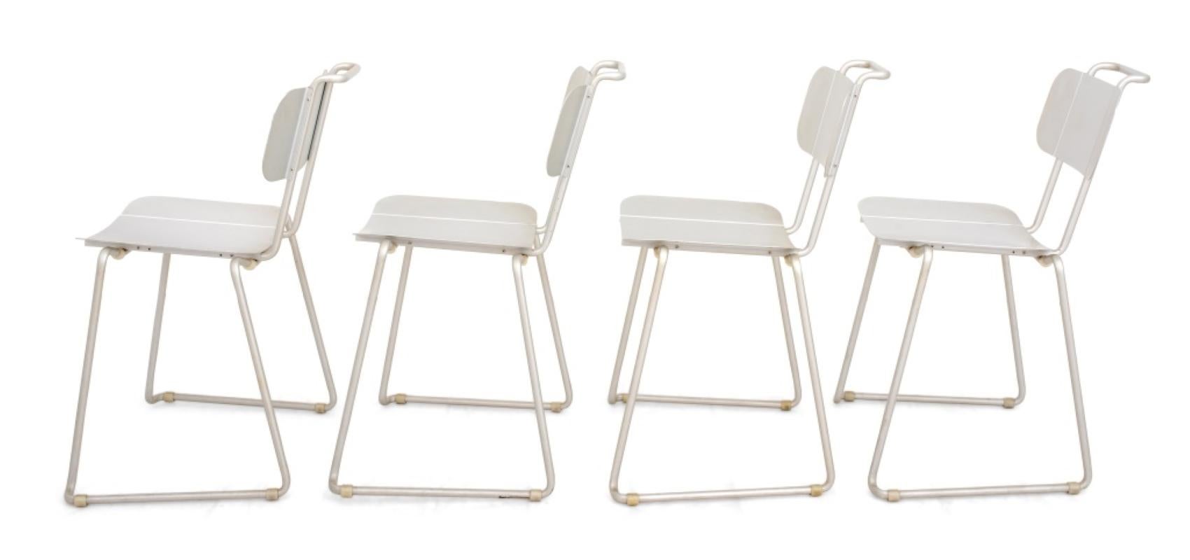 Bauhaus Italian Post-Modern Aluminum Side Chairs, 4