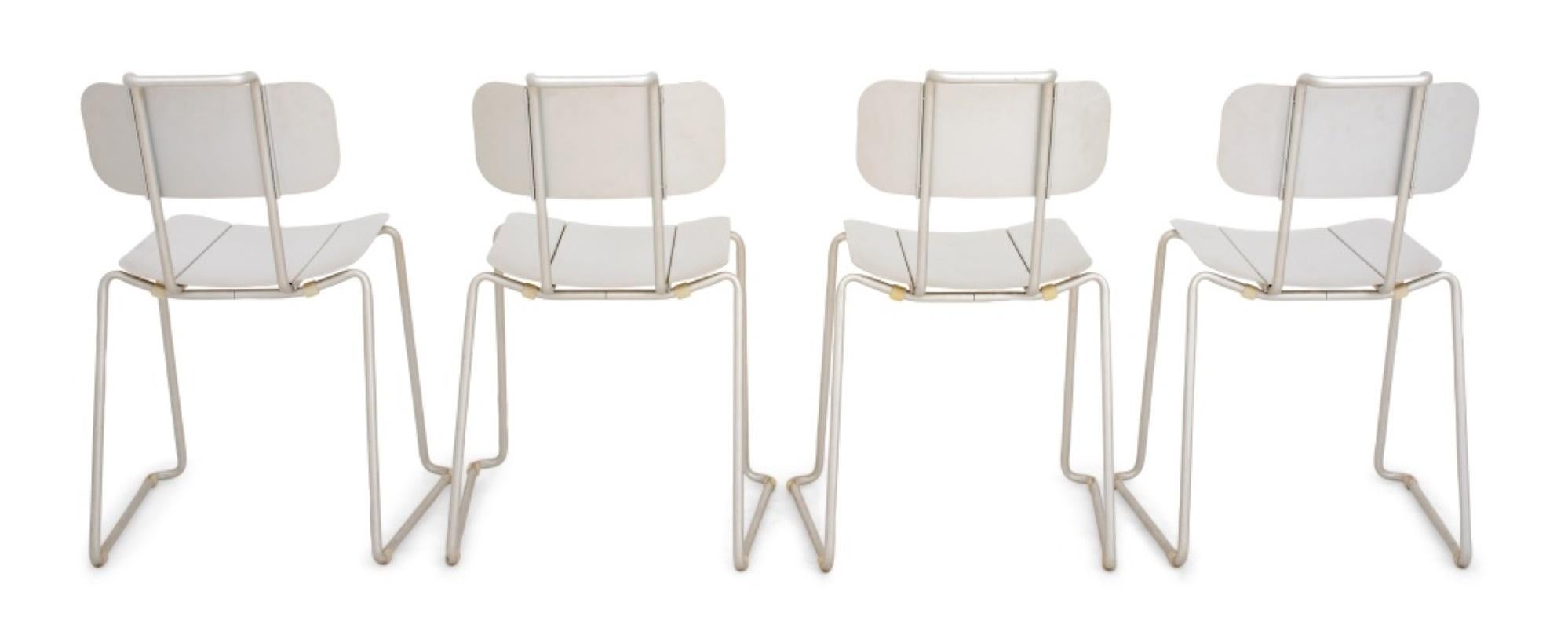 Unknown Italian Post-Modern Aluminum Side Chairs, 4
