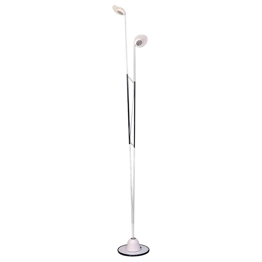 Italian Post Modern Black and White Two Lights Floor Lamp, 1980s