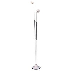 Italian Post Modern Black and White Two Lights Floor Lamp, 1980s