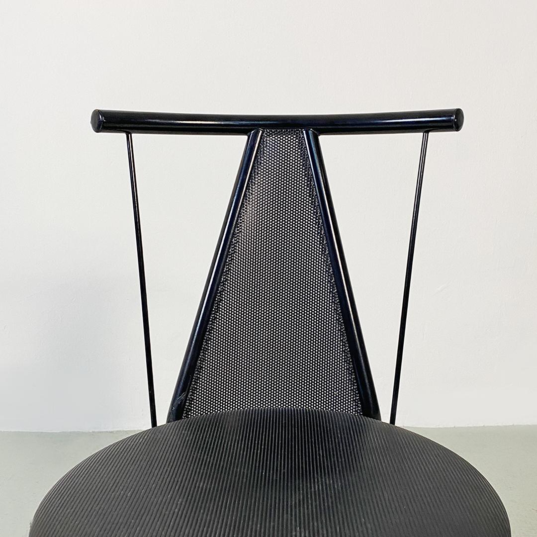 Post-Modern Italian Post Modern Black Metal and Plastic Chairs, 1980s For Sale