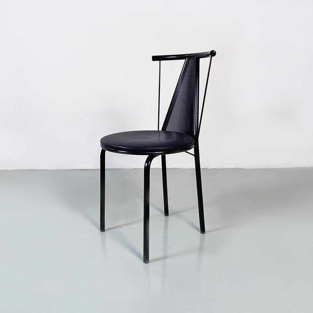 Italian Post Modern Black Metal and Plastic Chairs, 1980s For Sale 1