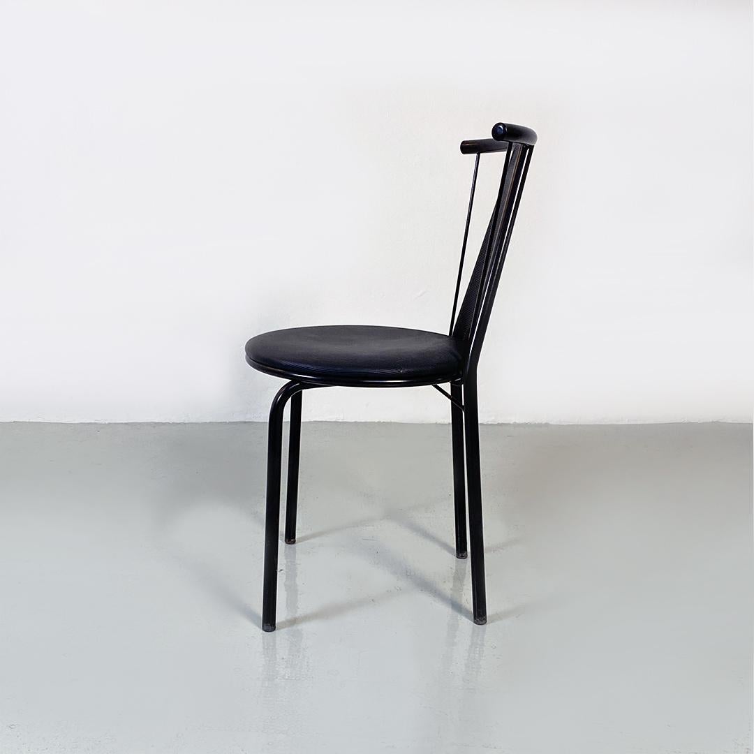 Italian Post Modern Black Metal and Plastic Chairs, 1980s For Sale 2