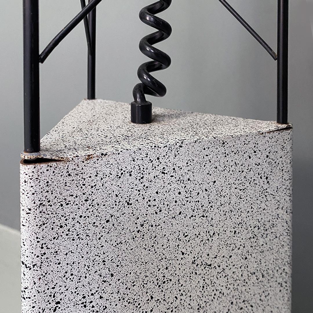 Italian Post Modern Black Metal and Sheet Metal Stone Effect Floor Lamp, 1980s For Sale 3