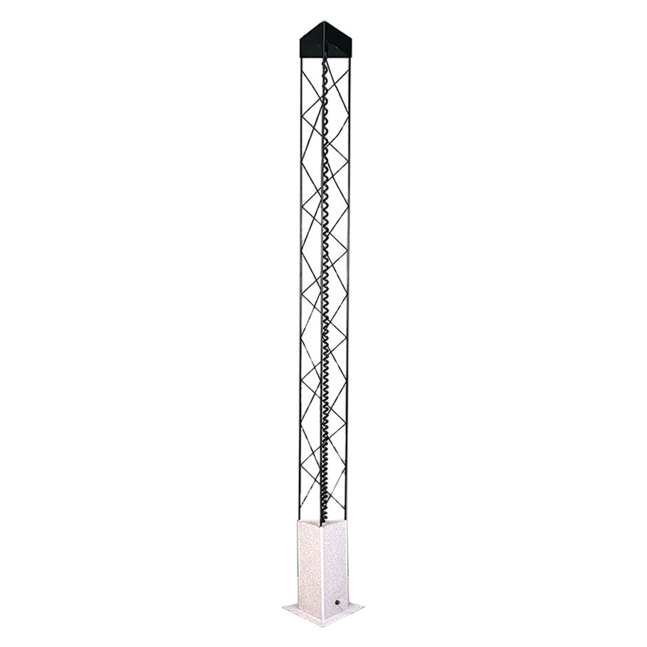 Italian Post Modern Black Metal and Sheet Metal Stone Effect Floor Lamp, 1980s