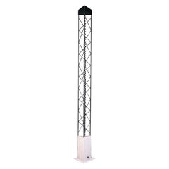Italian Post Modern Black Metal and Sheet Metal Stone Effect Floor Lamp, 1980s