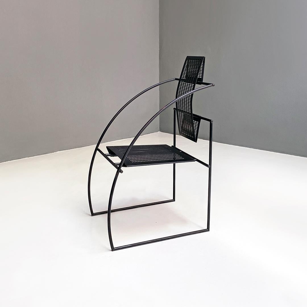 Italian post modern micro perforeted black metal Quinta 605 armchair by Mario Botta for Alias, 1980s
Quinta 605 model armchair with seat and back in black micro-perforated metal and with curved armrests in metal rod, also in black.
Produced by