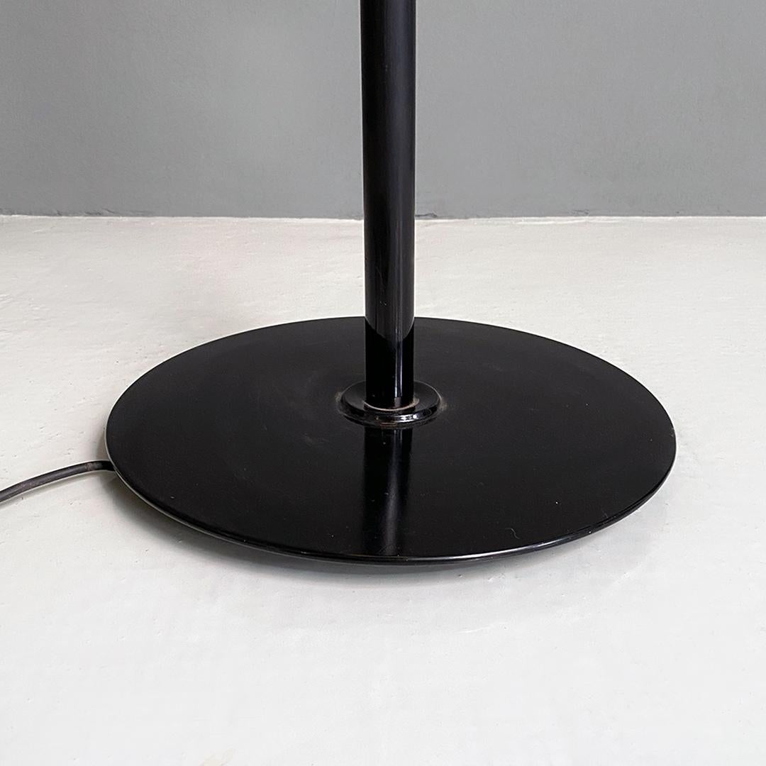 Italian Post Modern Black Metal Stem and White Metal Lampshade Floor Lamp, 1980s For Sale 7